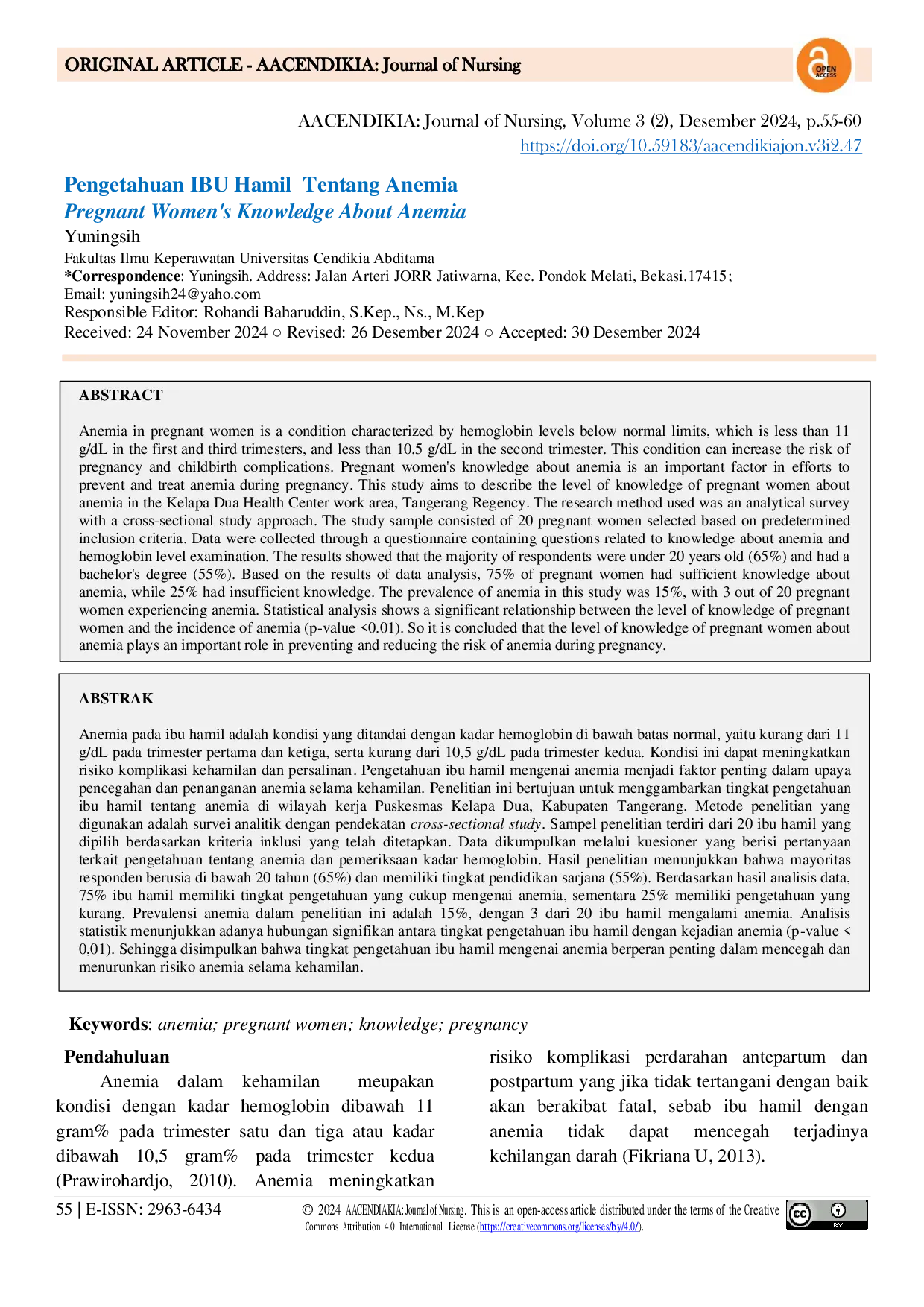 JURIS Pregnant Women s Knowledge About Anemia