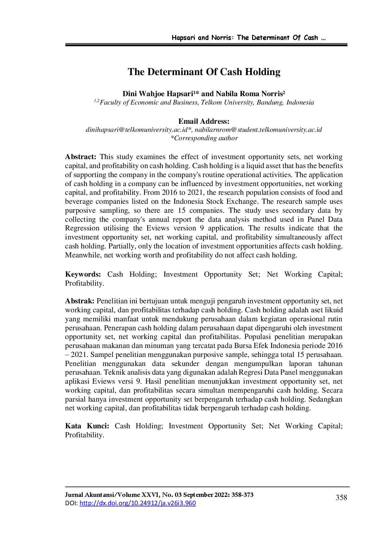 juris The Determinant Of Cash Holding