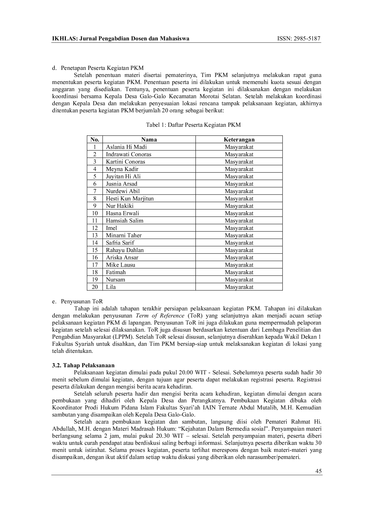 JURIS Meningkatkan Kesadaran Hukum Masyarakat Desa Galo Galo Kecamatan Morotai Selatan Dalam Ber Media Sosial