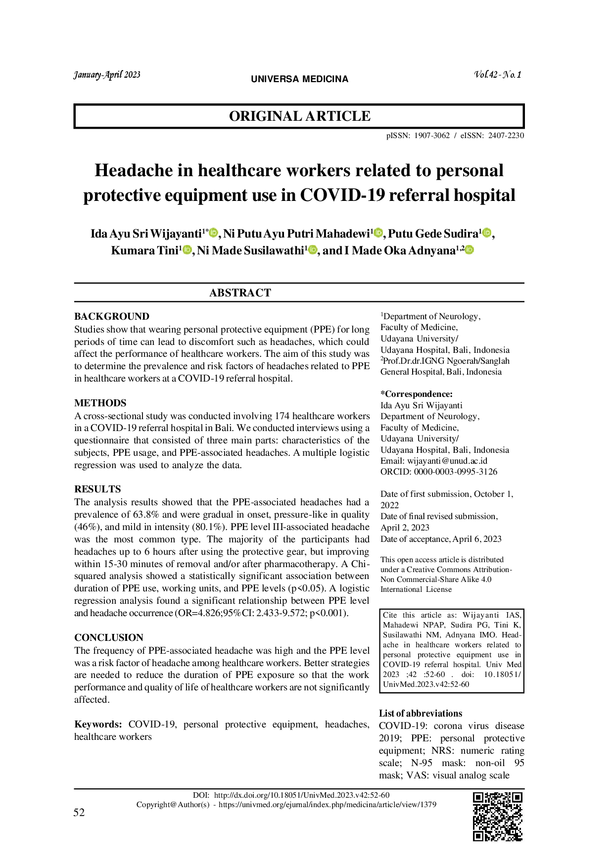juris Headache in healthcare workers related to personal protective equipment use in COVID 19 referral hospital