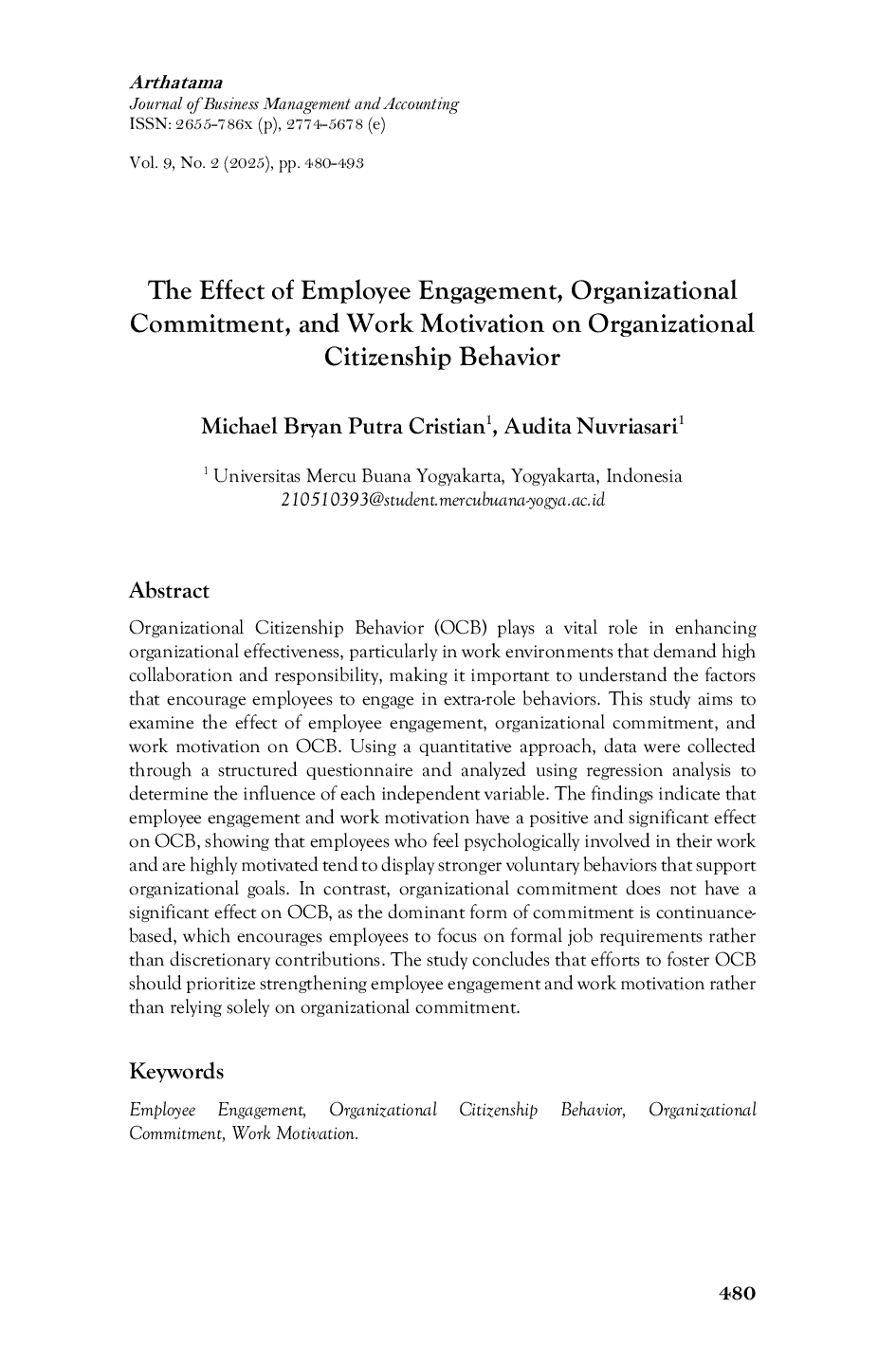 JURIS The Effect of Employee Engagement Organizational Commitment and Work Motivation on Organizational Citizenship Behavior