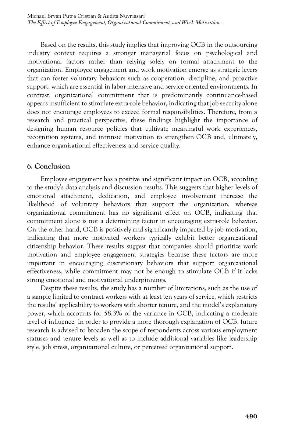 JURIS The Effect of Employee Engagement Organizational Commitment and Work Motivation on Organizational Citizenship Behavior