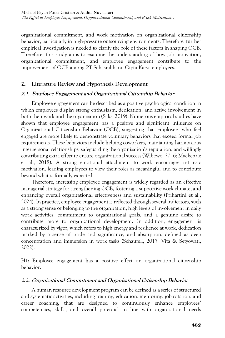 JURIS The Effect of Employee Engagement Organizational Commitment and Work Motivation on Organizational Citizenship Behavior