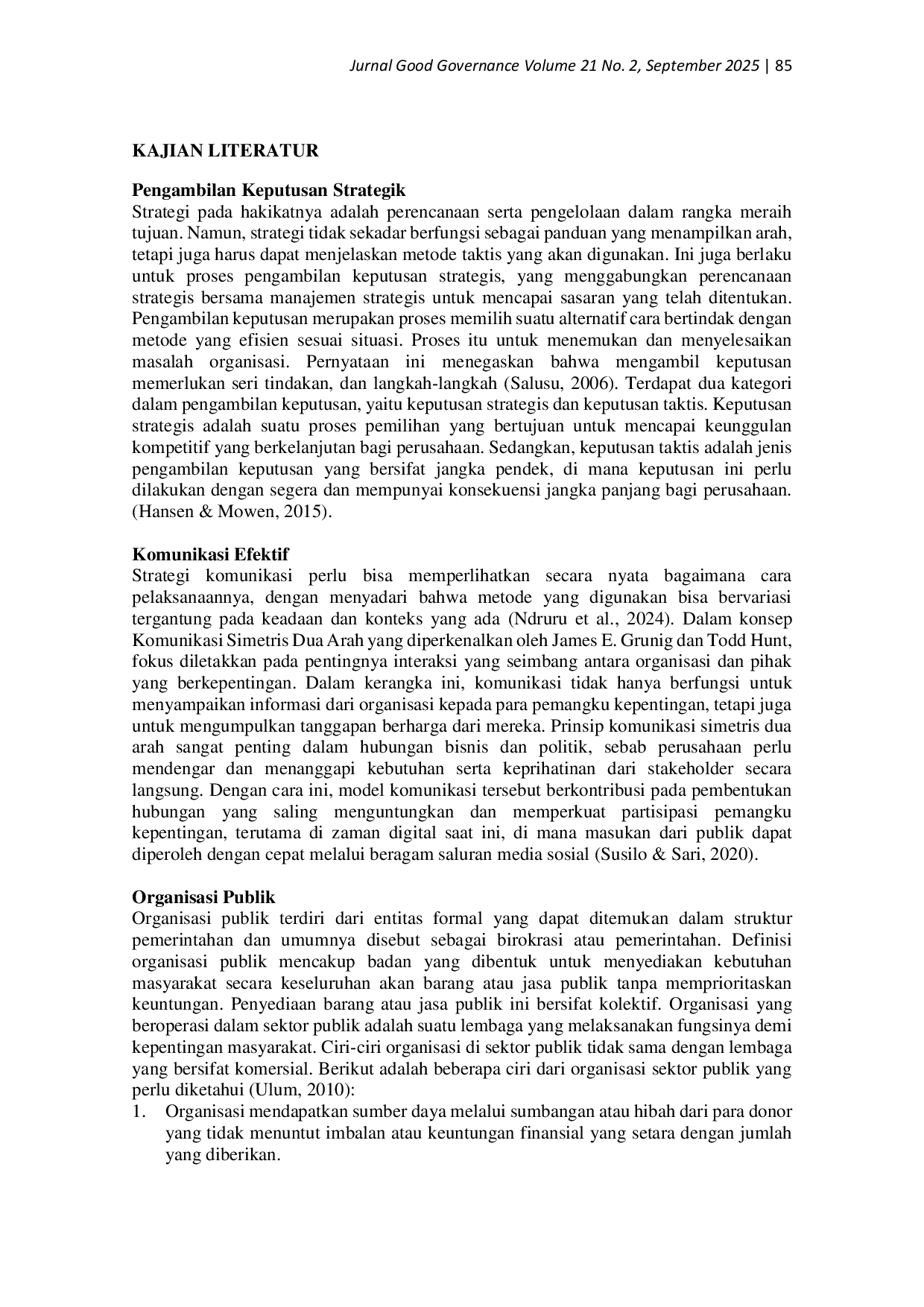 JURIS Strategi Pengambilan Keputusan Melalui Komunikasi Efektif Pada Organisasi Publik