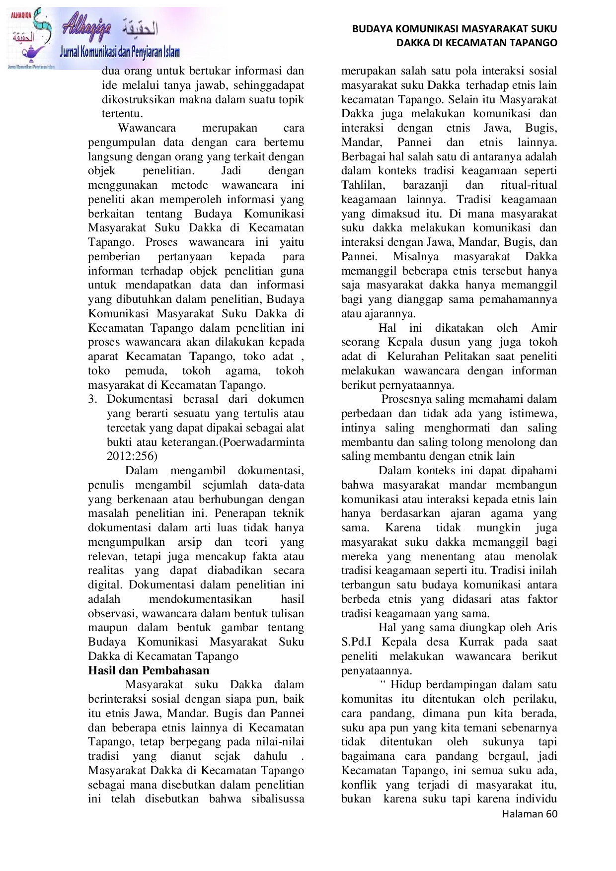 JURIS Budaya Komunikasi Masyarakat Suku Dakka di Kecamatan Tapango