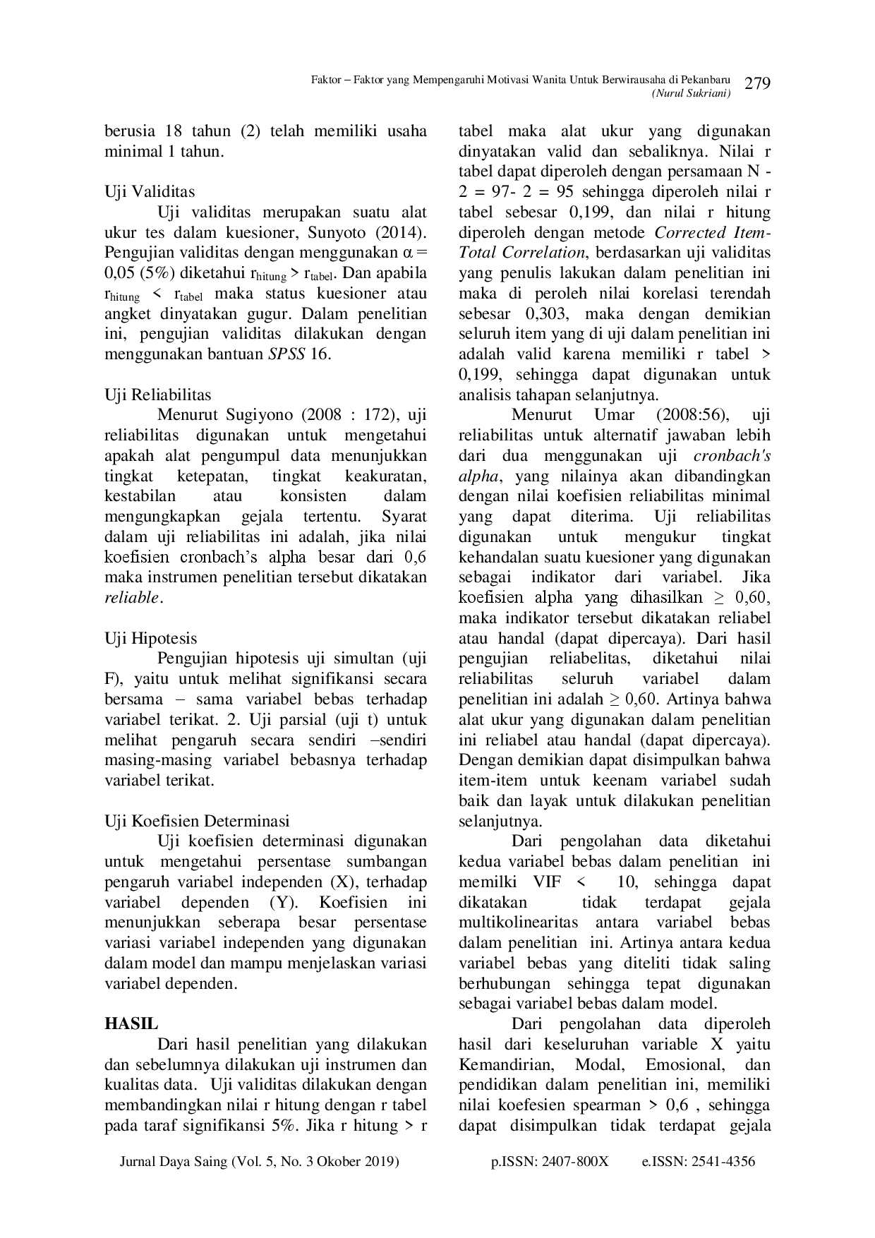 juris Faktor Faktor Yang Mempengaruhi Motivasi Wanita Untuk Berwirausaha Di Pekanbaru