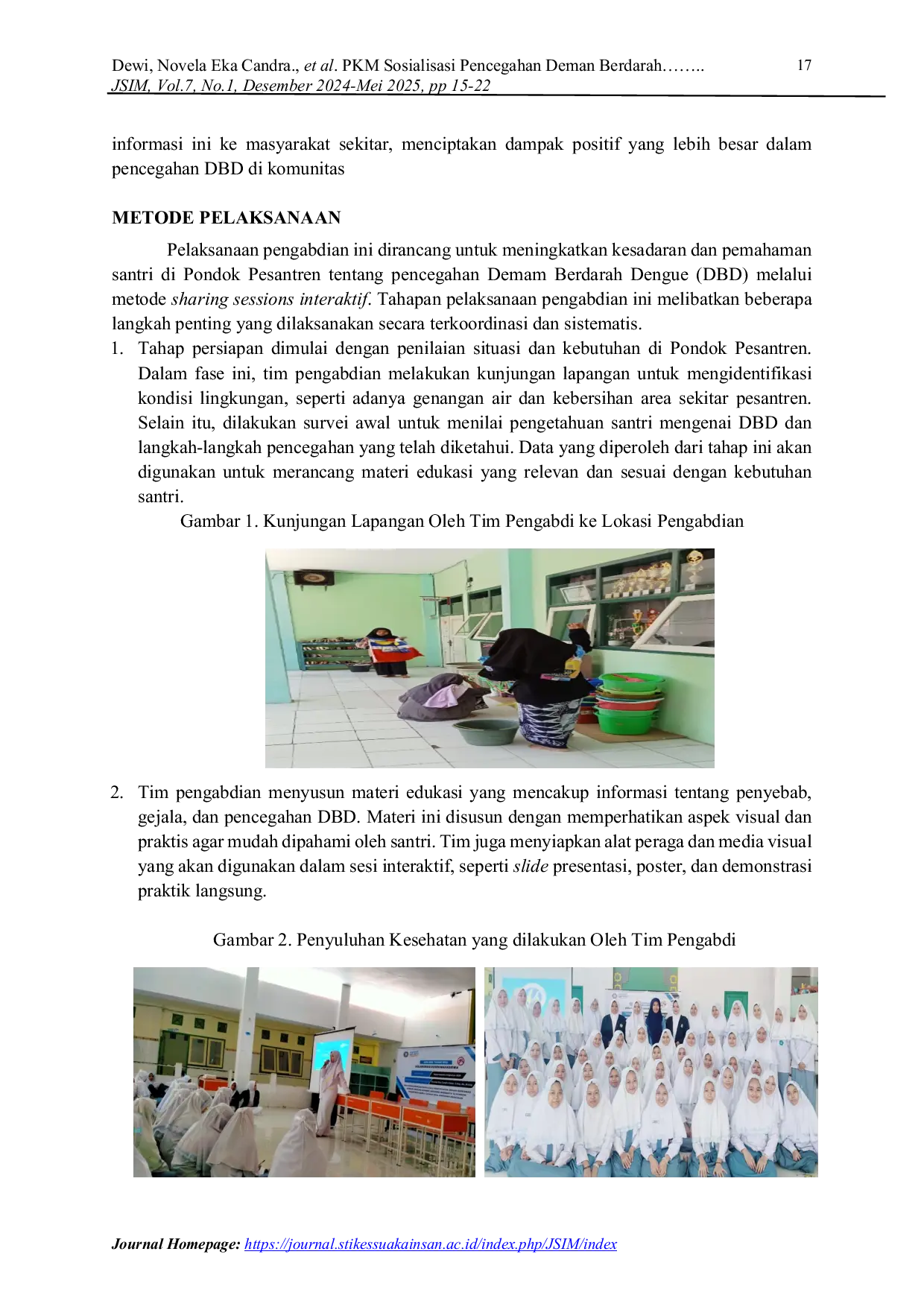 JURIS PKM Sosialisasi Pencegahan Demam Berdarah Dengue DBD dengan Sharing Sessions Interaktif di Pondok Pesantren