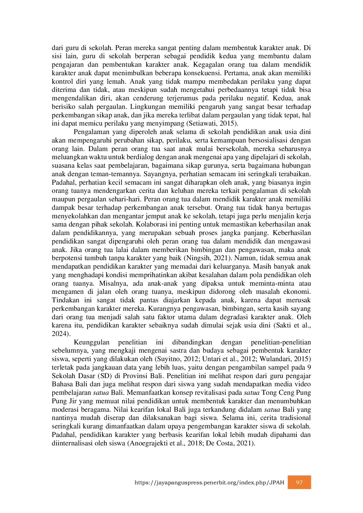 JURIS Implementasi Profil Pelajar Pancasila Dalam Satua Bali Membentuk Karakter dan Moderasi Beragama Pada Anak