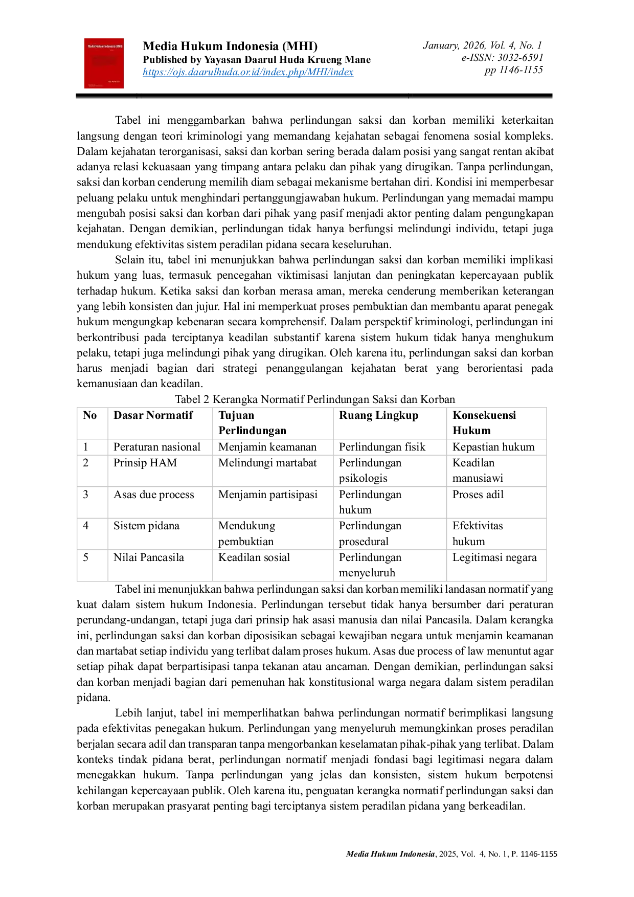 JURIS Tinjauan Kriminologis Terhadap Perlunya Perlindungan Saksi Dan Korban dalam Pengungkapan Tindak Pidana Berat