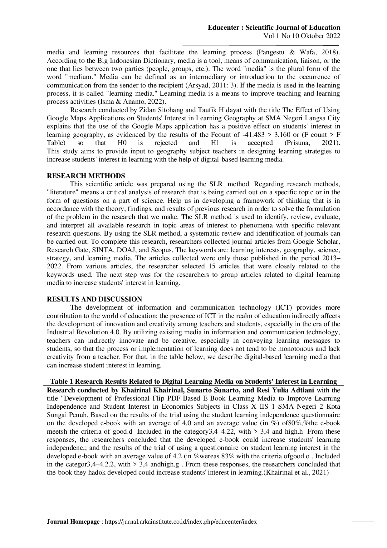 JURIS Geography science strategy to increase students interest in learning with the help of digital based learning media