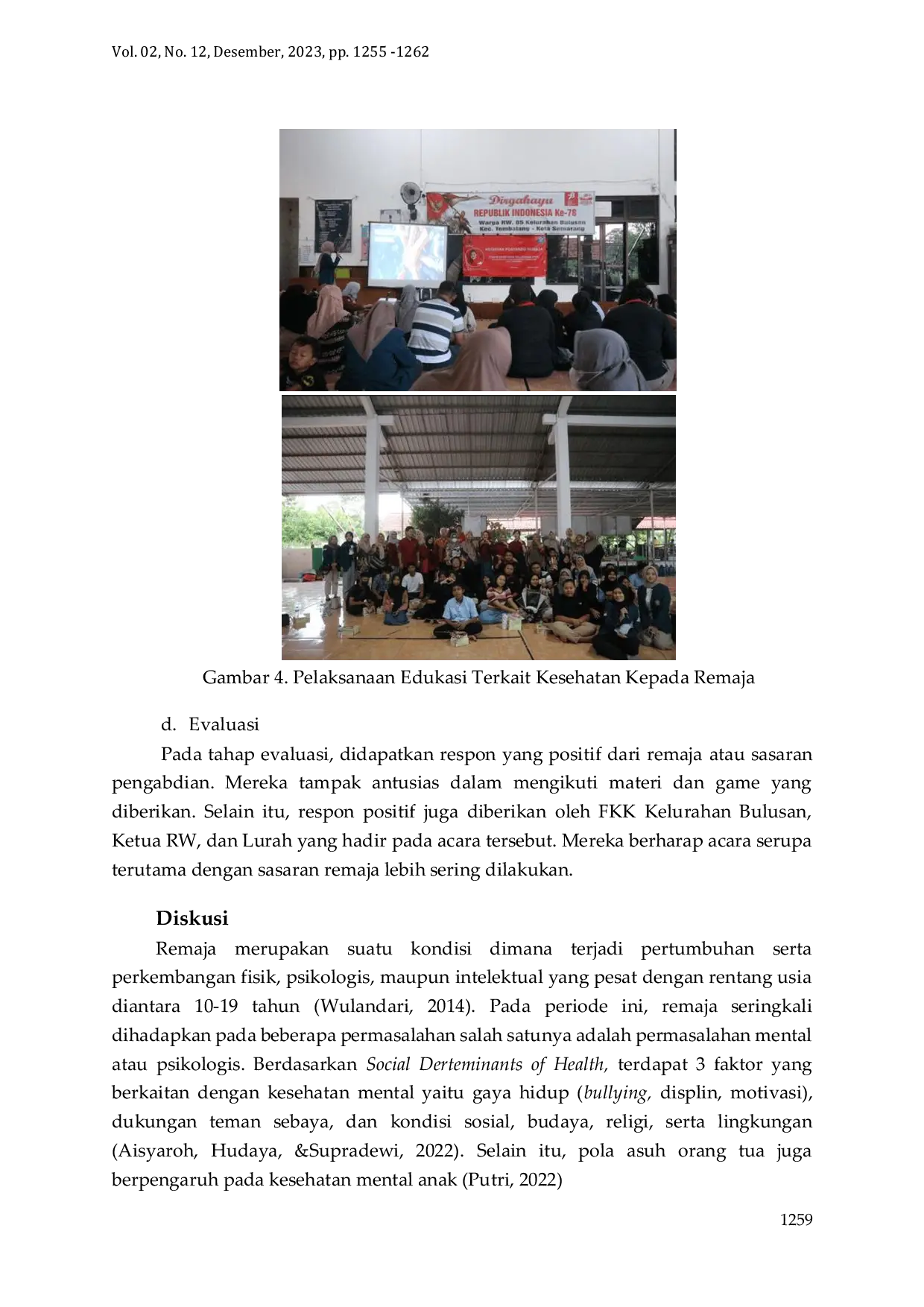 JURIS Healthy Lifestyle Movement Pada Remaja di Kelurahan Bulusan Kecamatan Tembalang