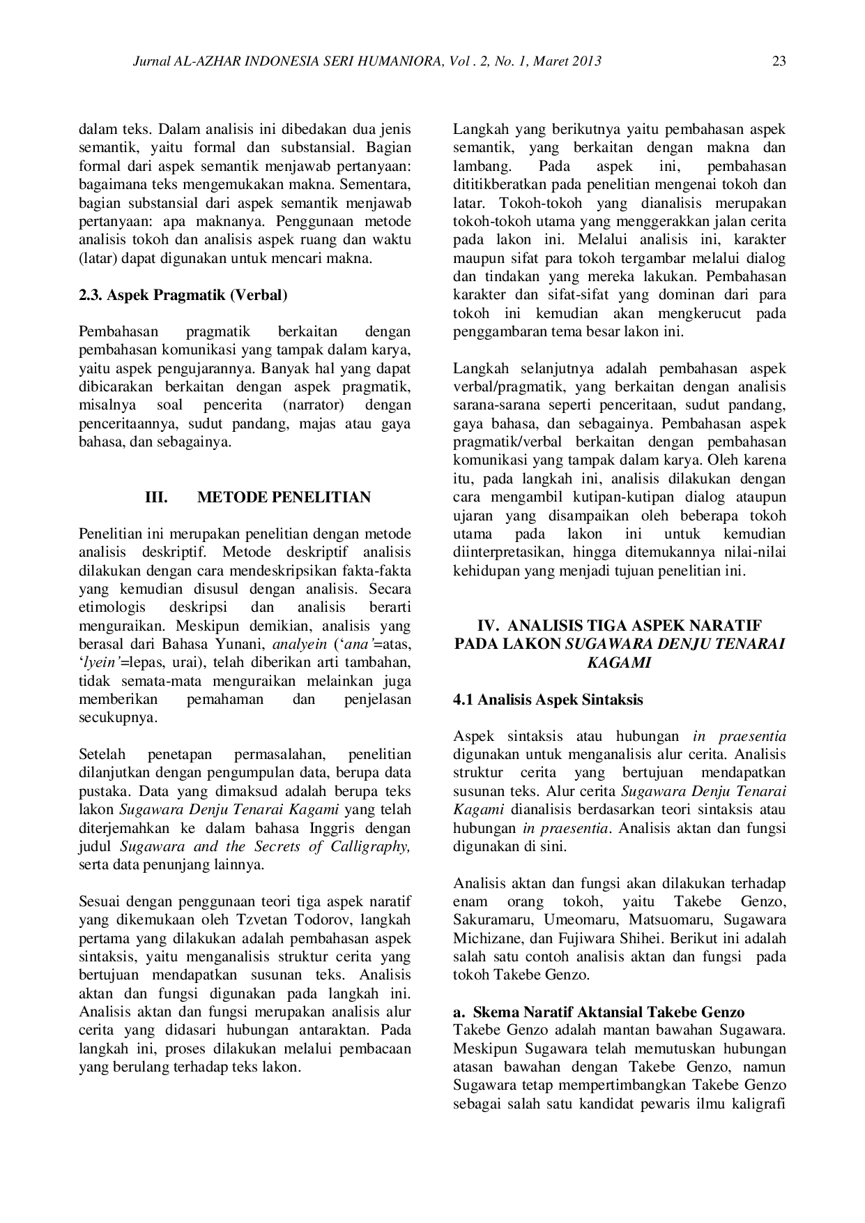 JURIS Tema dan Nilai Kehidupan dalam Lakon Sugawara Denju Tenarai Kagami