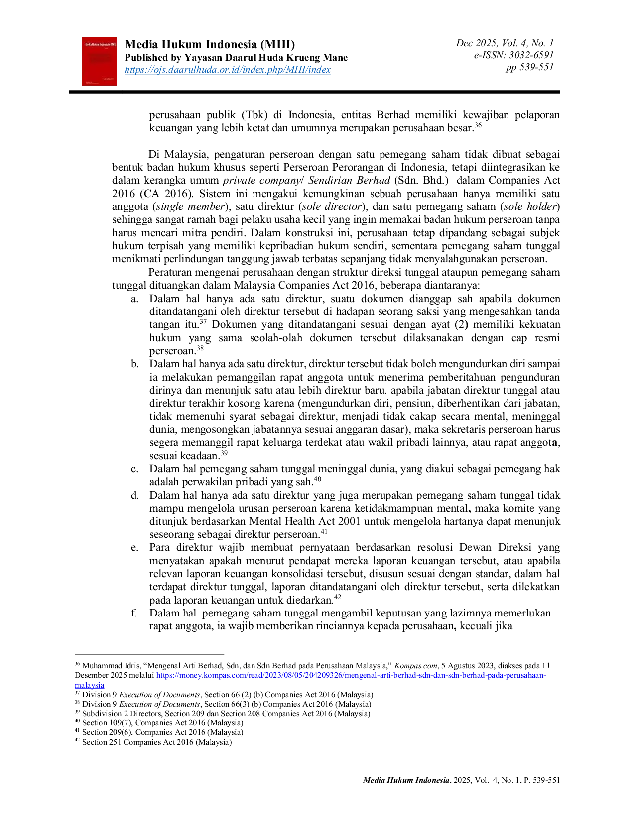 JURIS Tindakan Ultra Vires Pada Perseroan Perorangan yang Menyebabkan Penghapusan Tanggung Jawab Terbatas Studi Komparatif Dengan Single Member Company Sdn Bhd di Malaysia