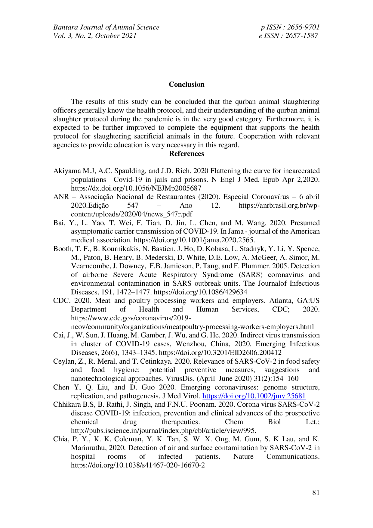 JURIS Level of Understanding of The Health Protocol Slaughtering Qurban Animal During COVID 19 Pandemic in West Kotawaringin District