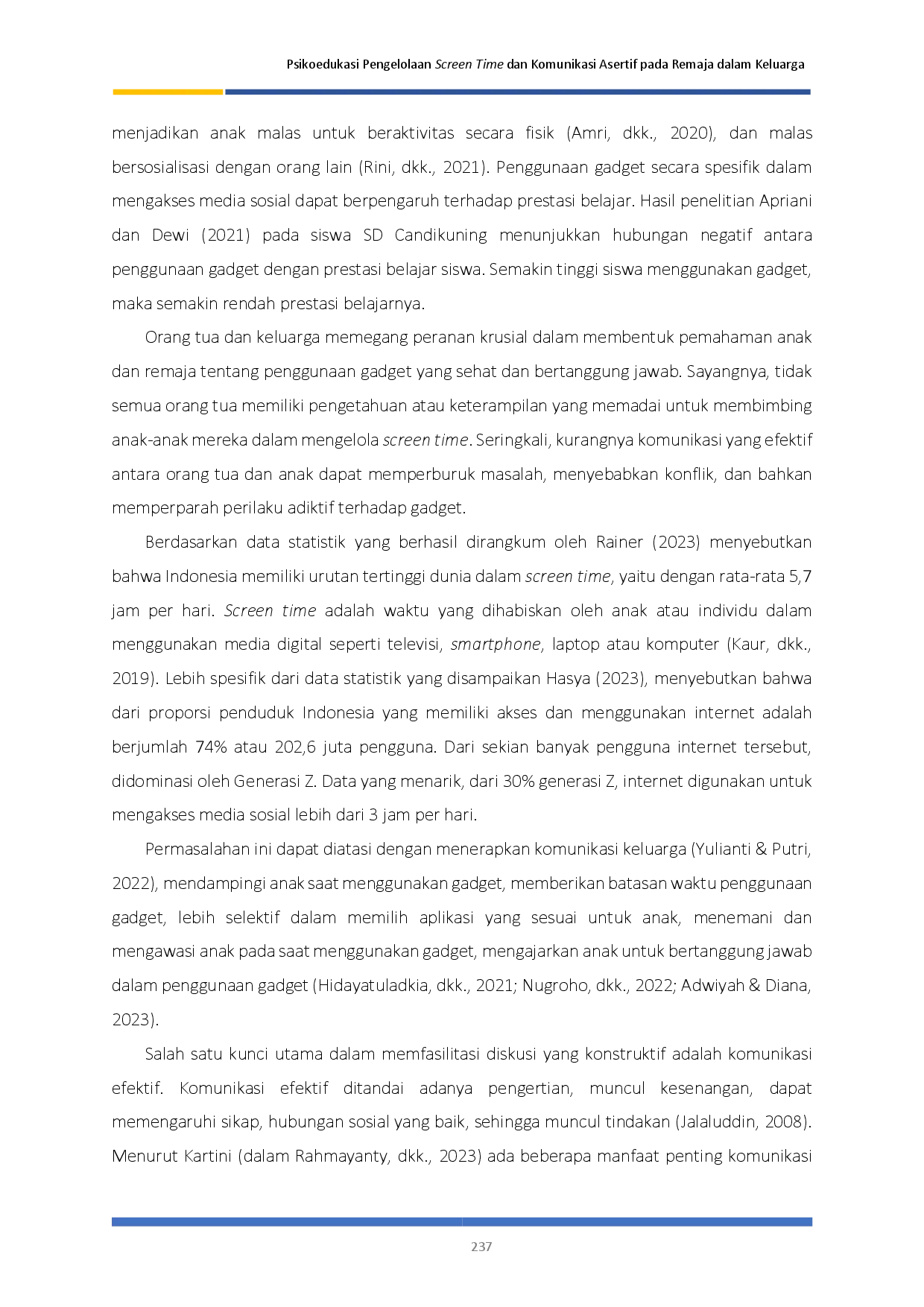 juris Psikoedukasi Pengelolaan Screen Time dan Komunikasi Asertif pada Remaja dalam Keluarga