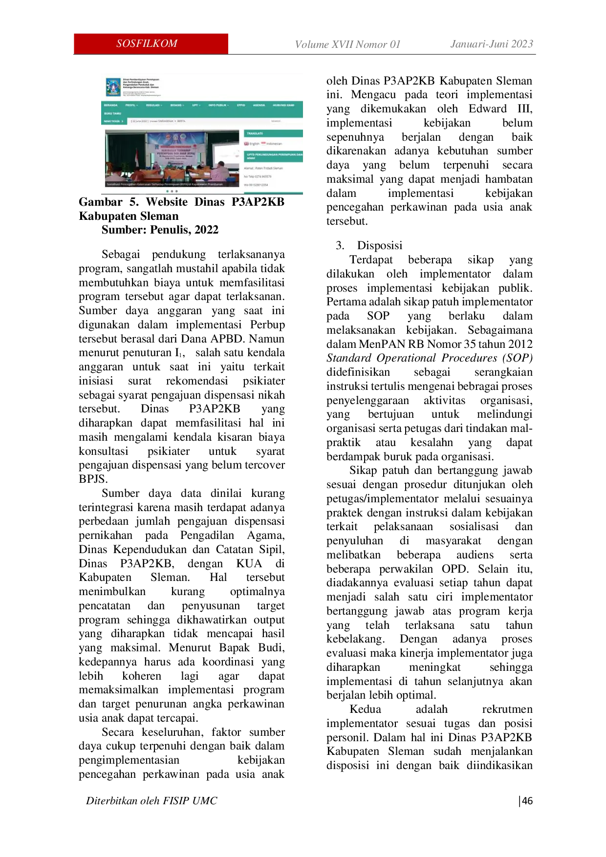 JURIS Implementasi Kebijakan Pencegahan Perkawinan pada Usia anak oleh dinas pemberdayaan perempuan perlindungan anak pengendalian penduduk and keluarga berencana kab sleman