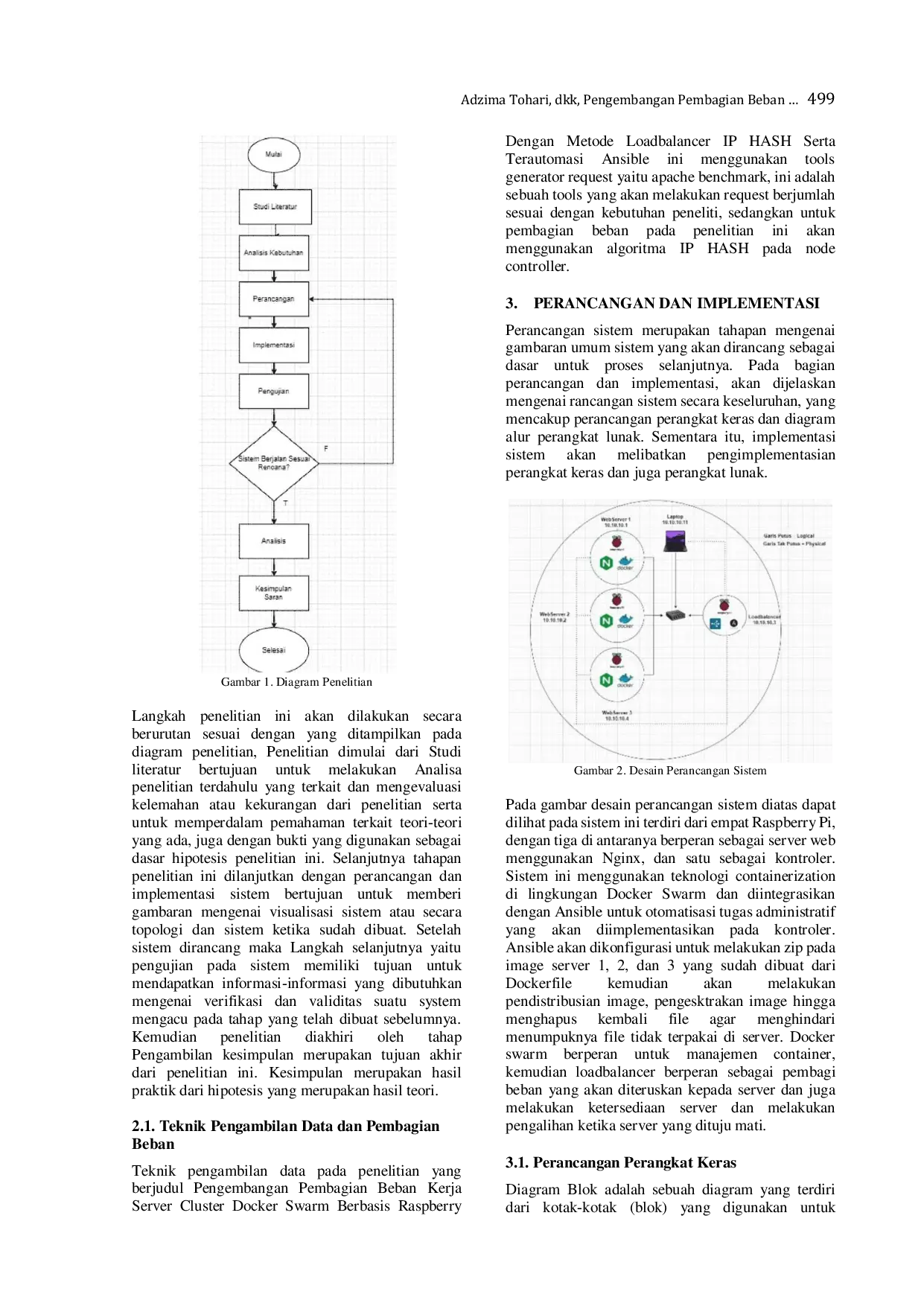 JURIS Pengembangan Pembagian Beban Kerja Server Cluster DockerSwarm Berbasis Raspberry Dengan Metode Loadbalancer IpHash Serta Terautomasi Ansible