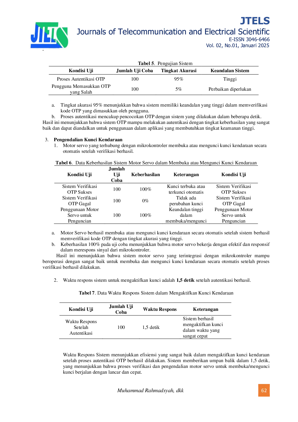 JURIS Rancang Bangun Sistem Akses Kendaraan Roda Dua Dengan Sistem Kode One Time Password OTP Dan E Ktp Berbasis Arduino Uno