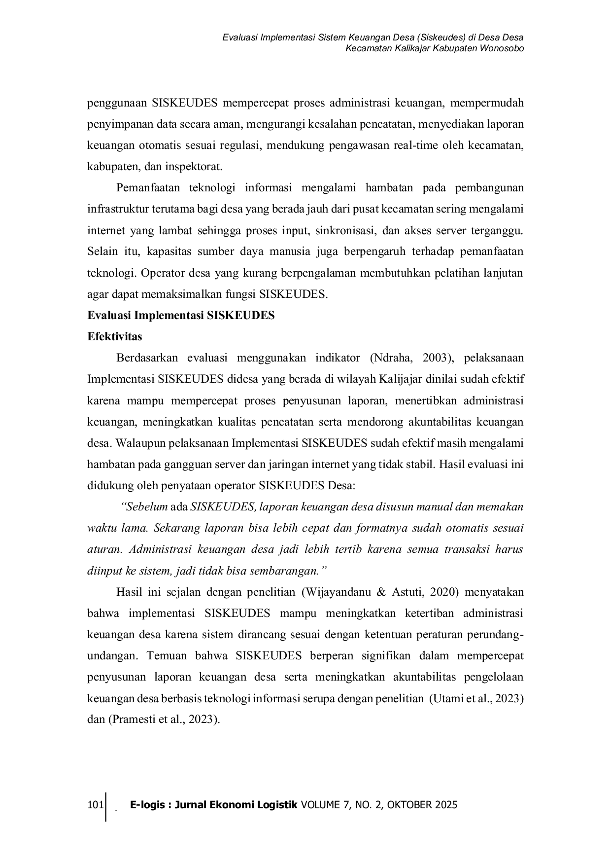 JURIS Evaluasi Implementasi Sistem Keuangan Desa Siskeudes di Desa Desa Kecamatan Kalikajar Kabupaten Wonosobo