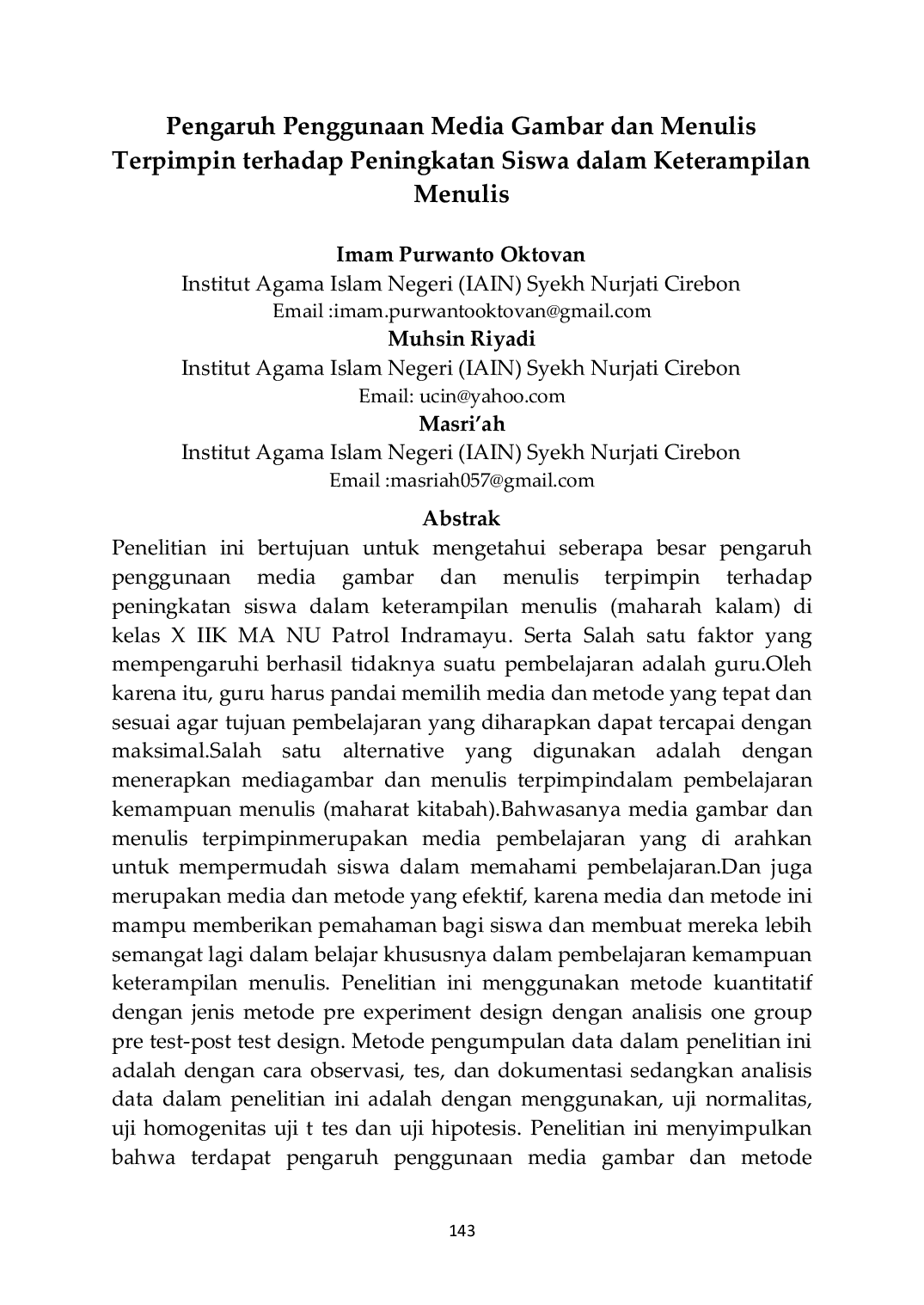 JURIS Pengaruh Penggunaan Media Gambar dan Menulis Terpimpin terhadap Peningkatan Siswa dalam Keterampilan Menulis