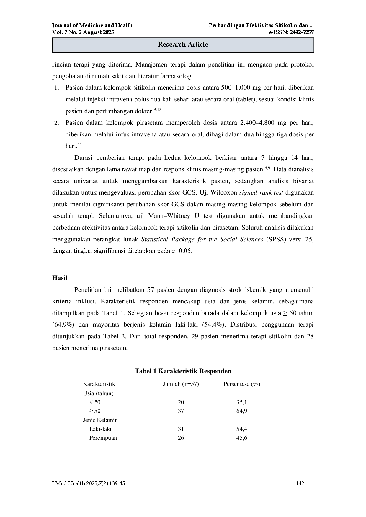 juris Efektivitas Sitikolin Dan Pirasetam Pada Perbaikan Neurologis Pasien Stroke Iskemik Di Rsud H Boejasin Pelaihari