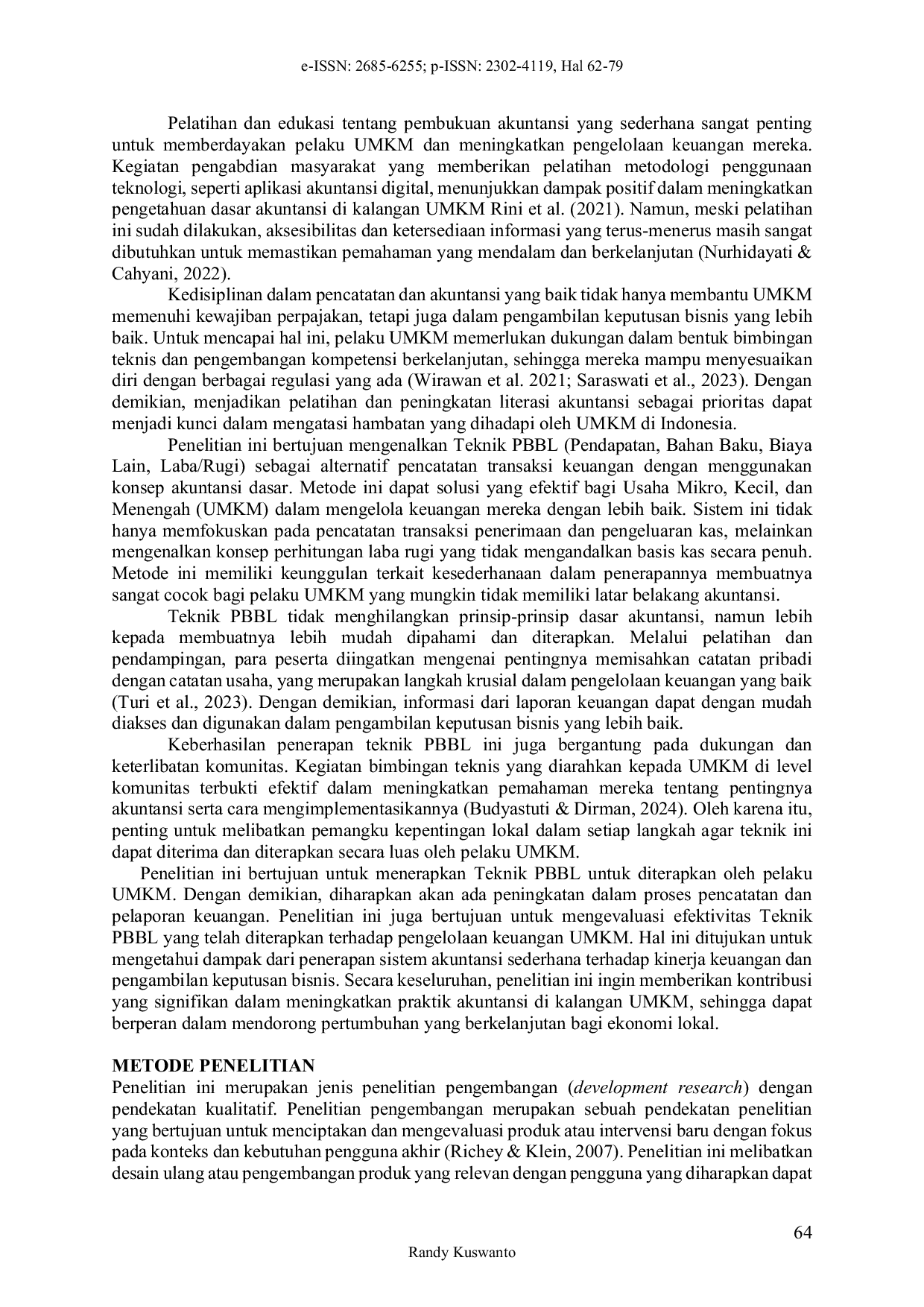 JURIS Teknik PBBL Model Penyederhanaan dalam Penyusunan Laporan Laba Rugi untuk UMKM