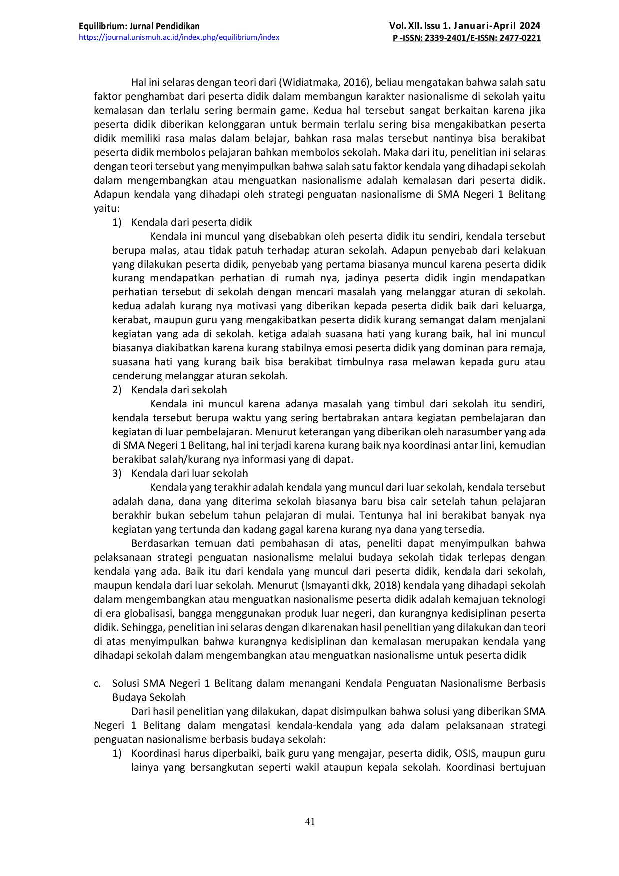 JURIS Strategi Penguatan Nasionalisme Peserta Didik Berbasis Budaya Sekolah di SMA Negeri 1 Belitang