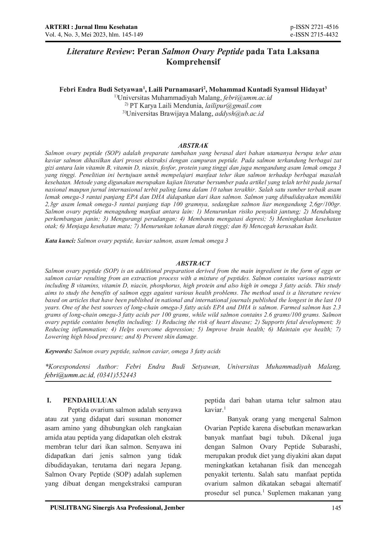 JURIS Literature Review Peran Salmon Ovary Peptide pada Tata Laksana Komprehensif