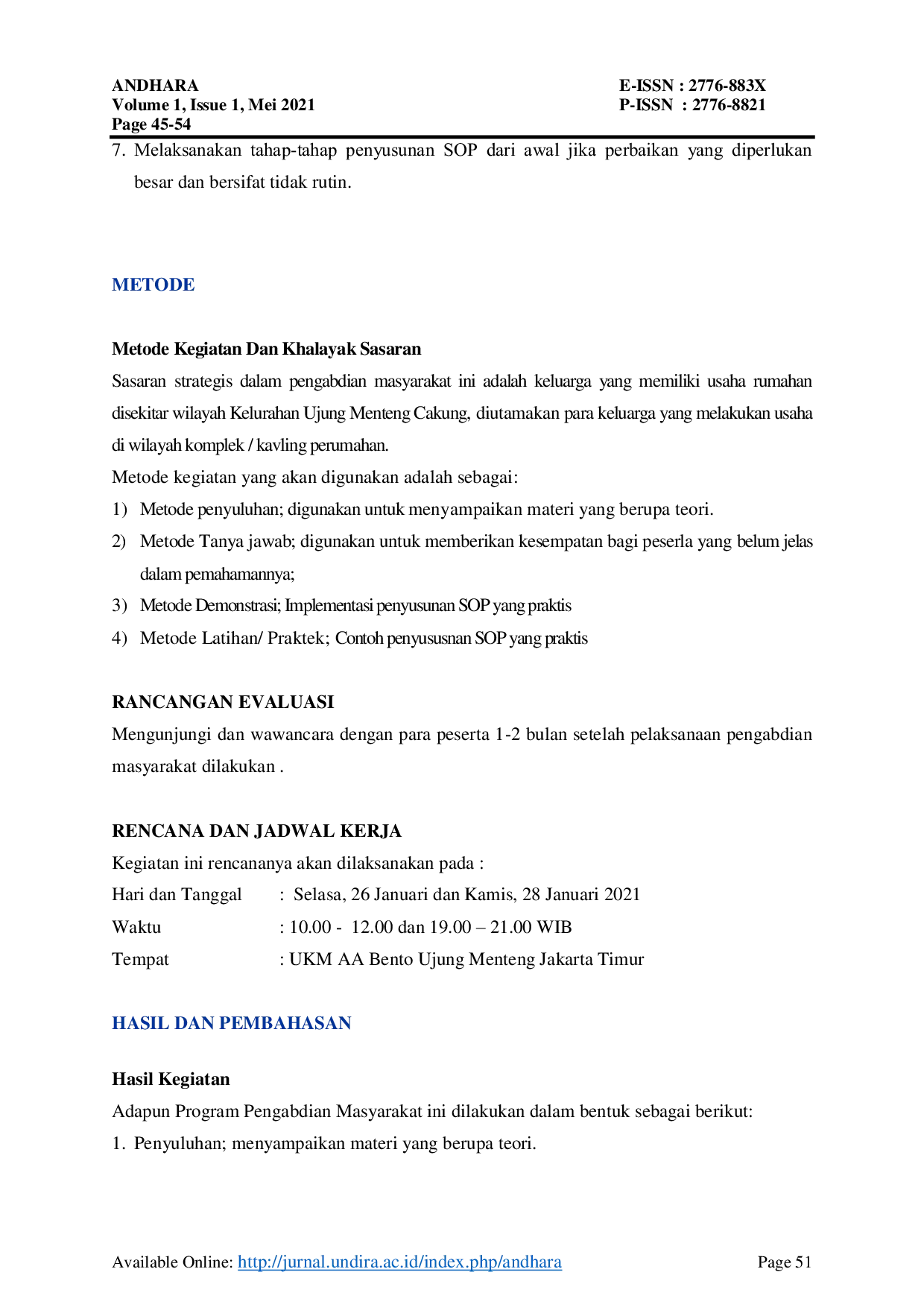 JURIS Penerapan Standard Operation Procedure Sop Pada Usaha Kecil Menengah Ukm Aa Bento Kelurahan Ujung Menteng Jakarta Timur