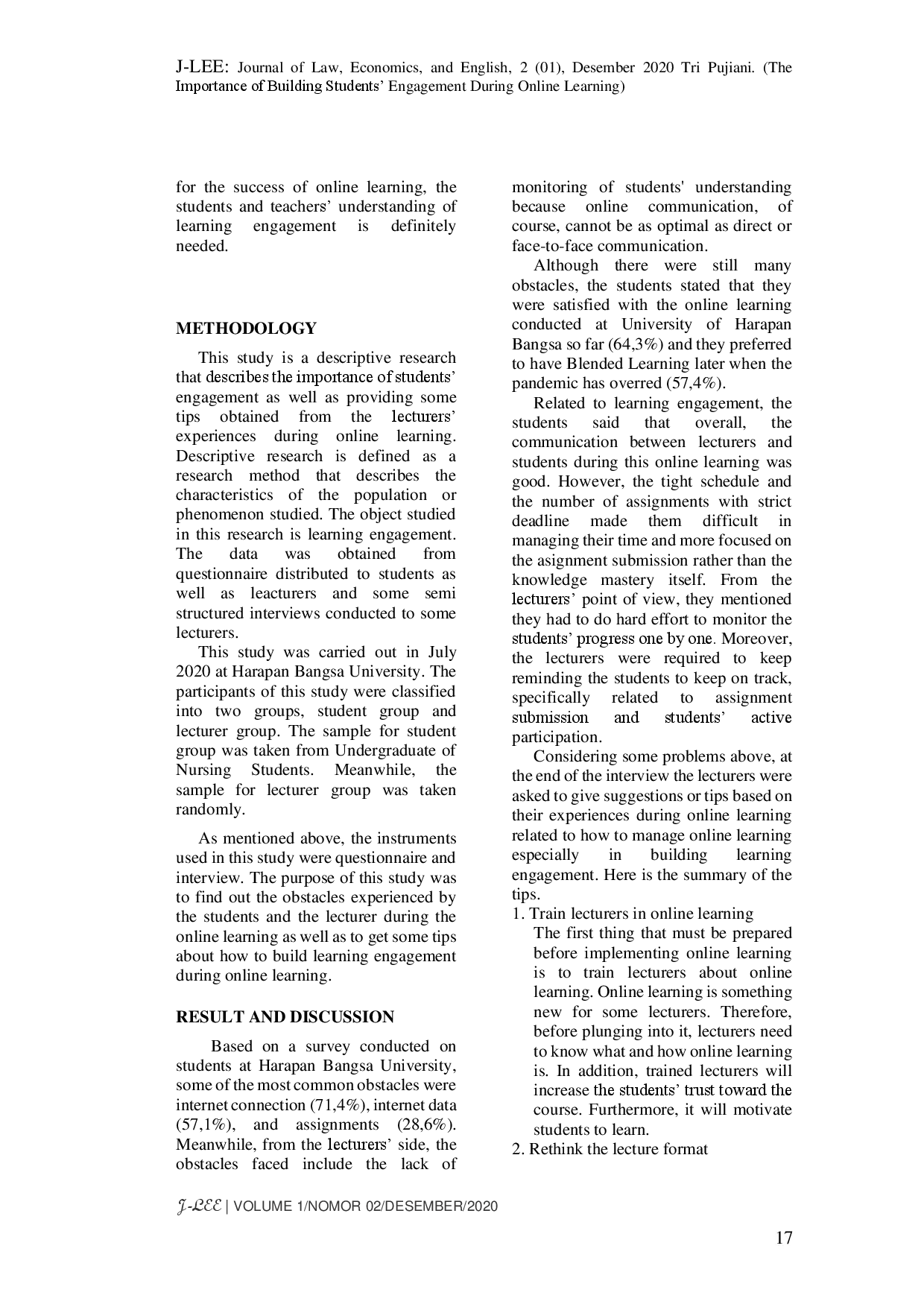 juris The Importance of Building Students Engagement During Online Learning