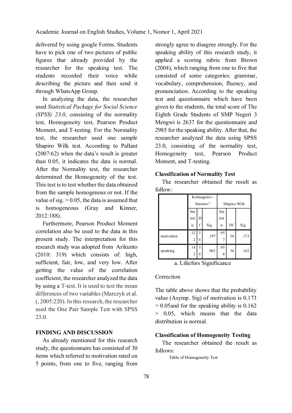 JURIS The Correlation Between Motivation and Speaking Ability of the Eighth Grade Students of SMP Negeri 3 Mengwi in Academic Year 2020 2021