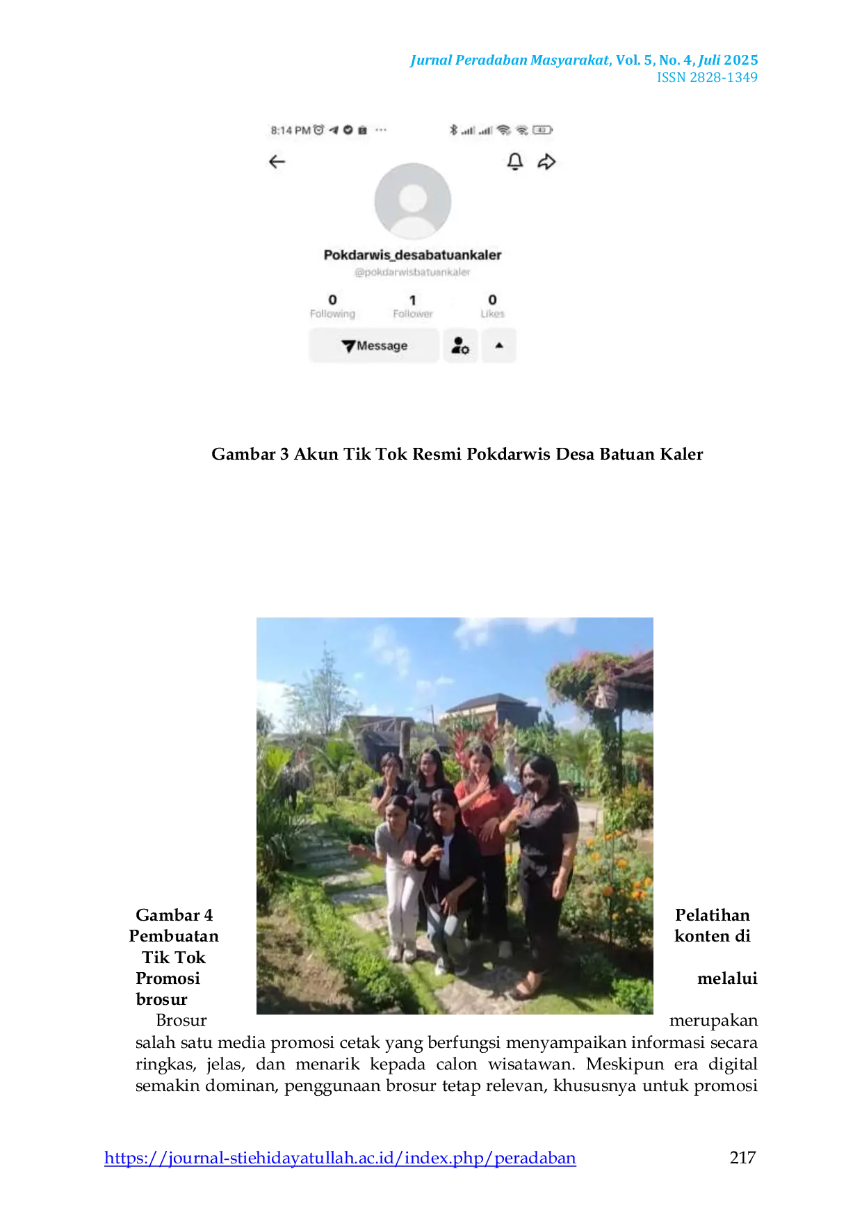 JURIS Pengelolaan Pemasaran Desa Wisata Batuan Kaler Penerapan Instagram TikTok dan Brosur sebagai Alat Promosi