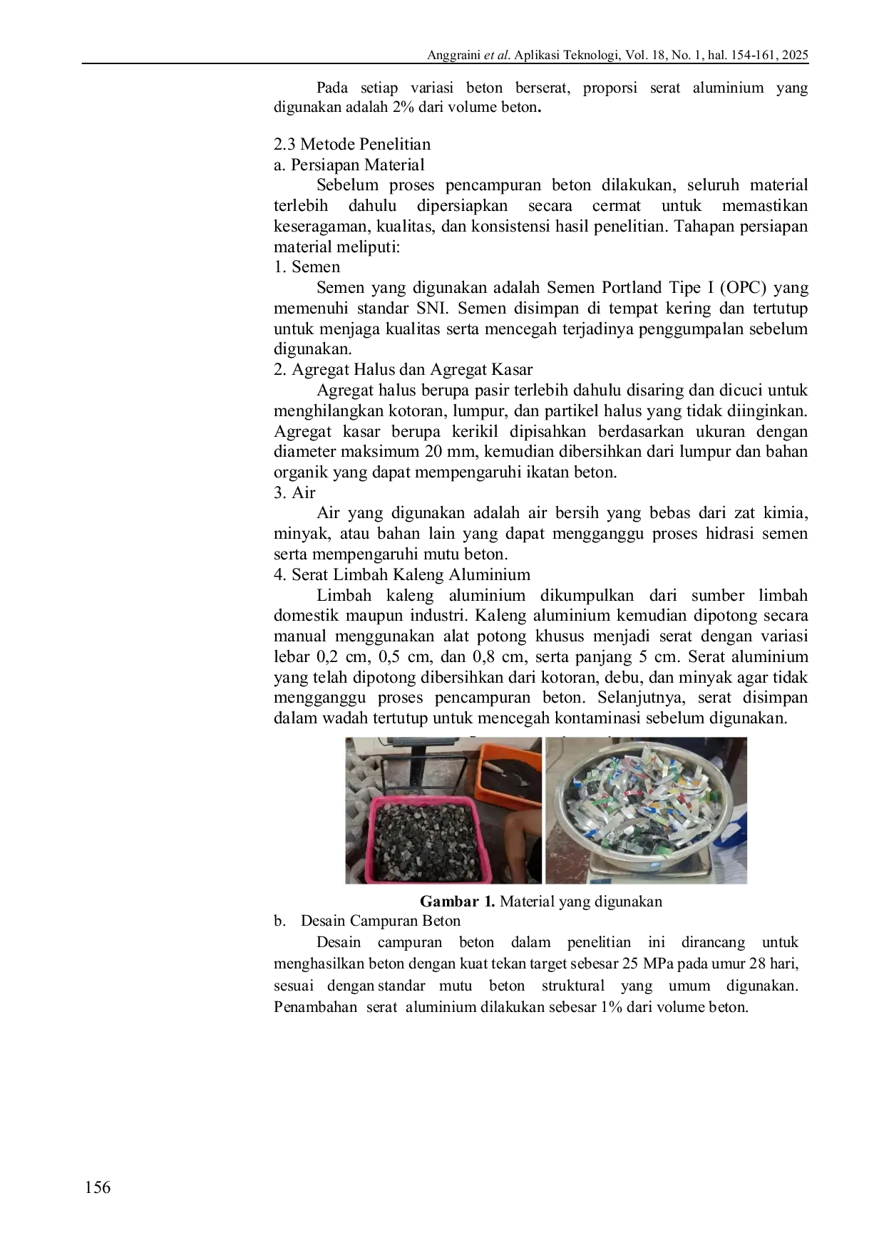 JURIS Dampak Variasi Dimensi Serat Kaleng Aluminium terhadap Kuat Tekan Beton