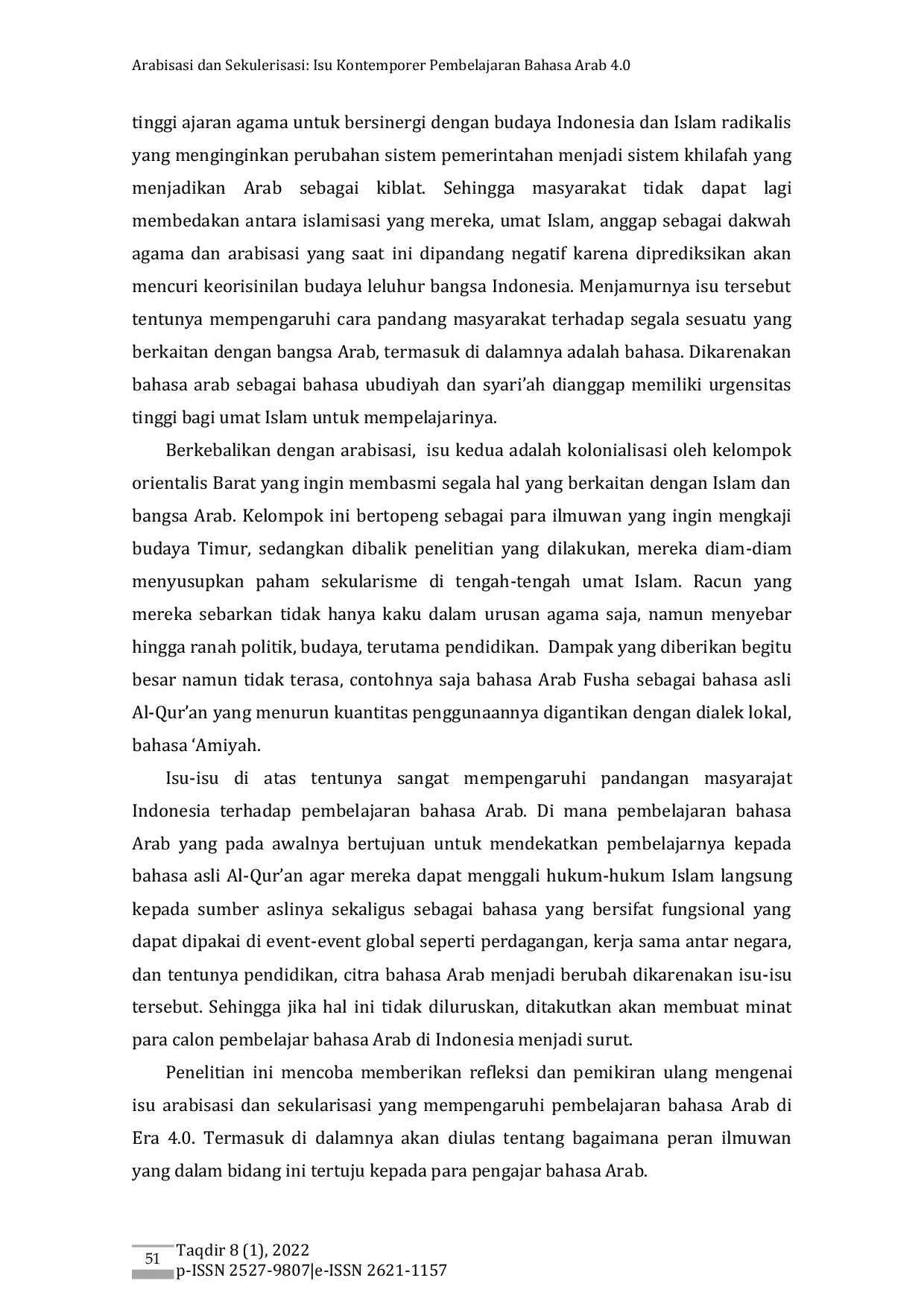 JURIS Arabisasi dan Sekulerisasi Isu Kontemporer Pembelajaran Bahasa Arab Era 4 0