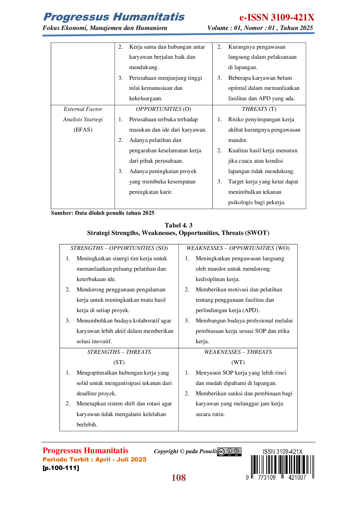 JURIS Analisis Lingkungan Kerja dan Budaya Organisasi dalam Upaya Meningkatkan Kinerja Karyawan pada CV Kala Cipta Konstruksi Tangerang Selatan