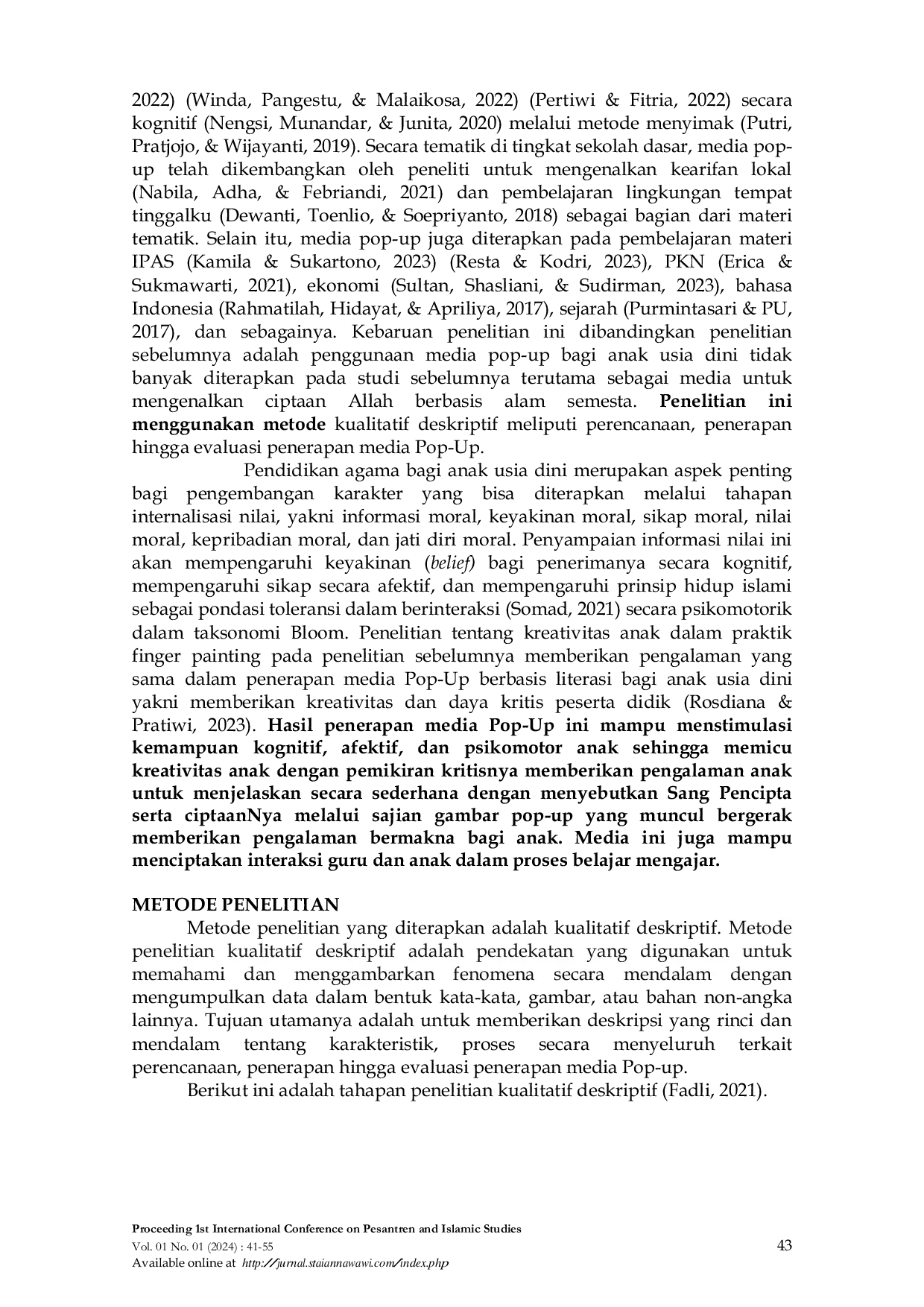 JURIS Pengenalan Ciptaan Allah Melalui Pop Up Bagi Anak Usia Dini