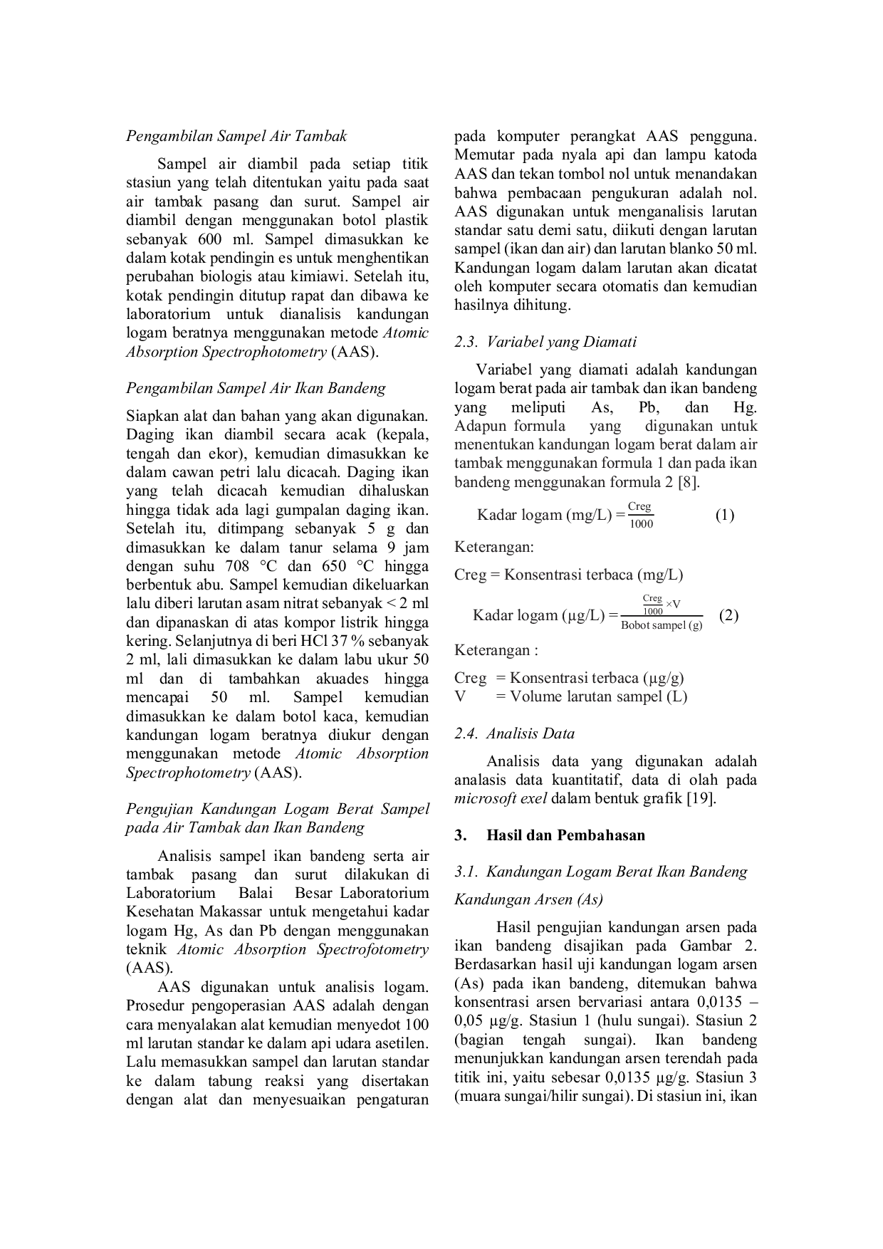 JURIS Studi Kandungan Logam Berat pada Tambak Budidaya di Desa Topejawa