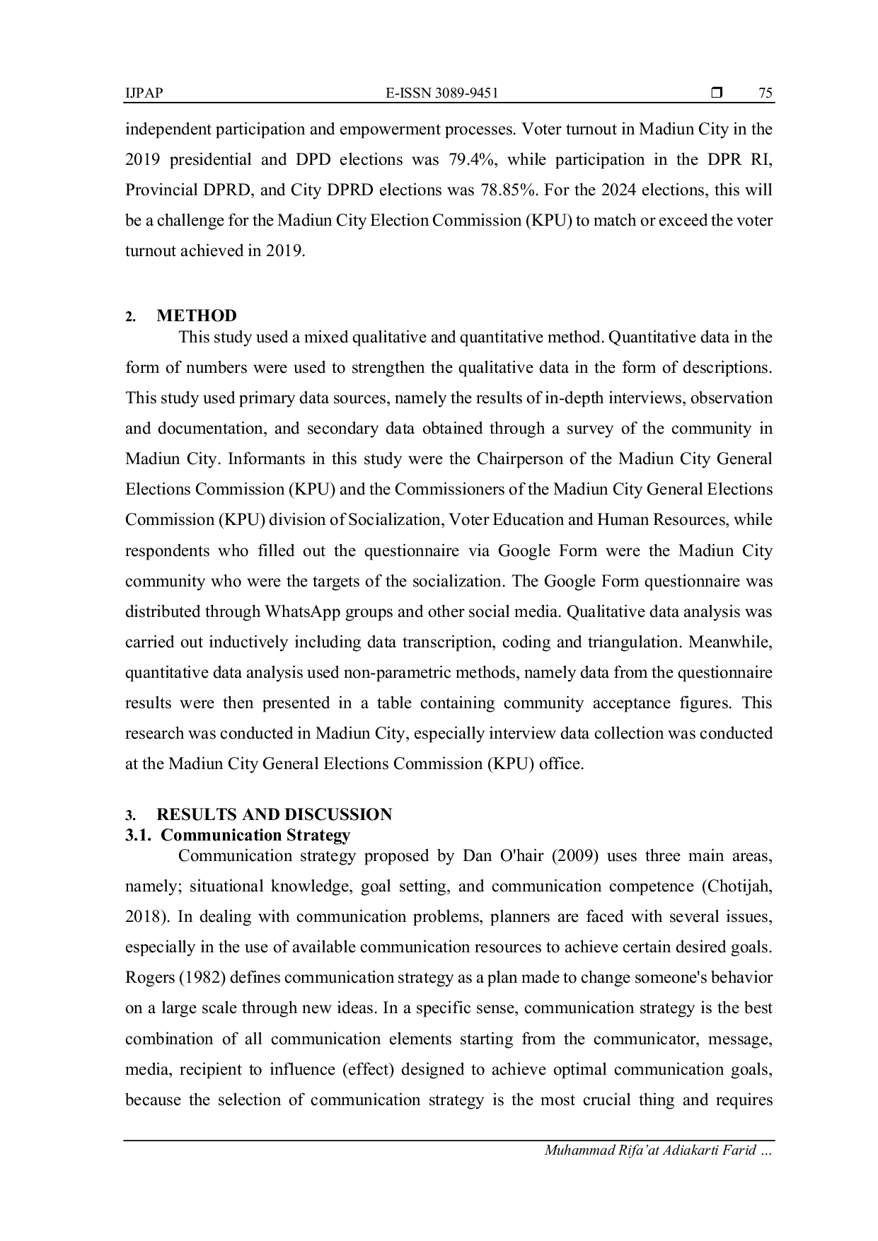JURIS Building Public Trust Public Acceptance of the Madiun City General Election Commission s Communication Strategy for the 2024 Elections