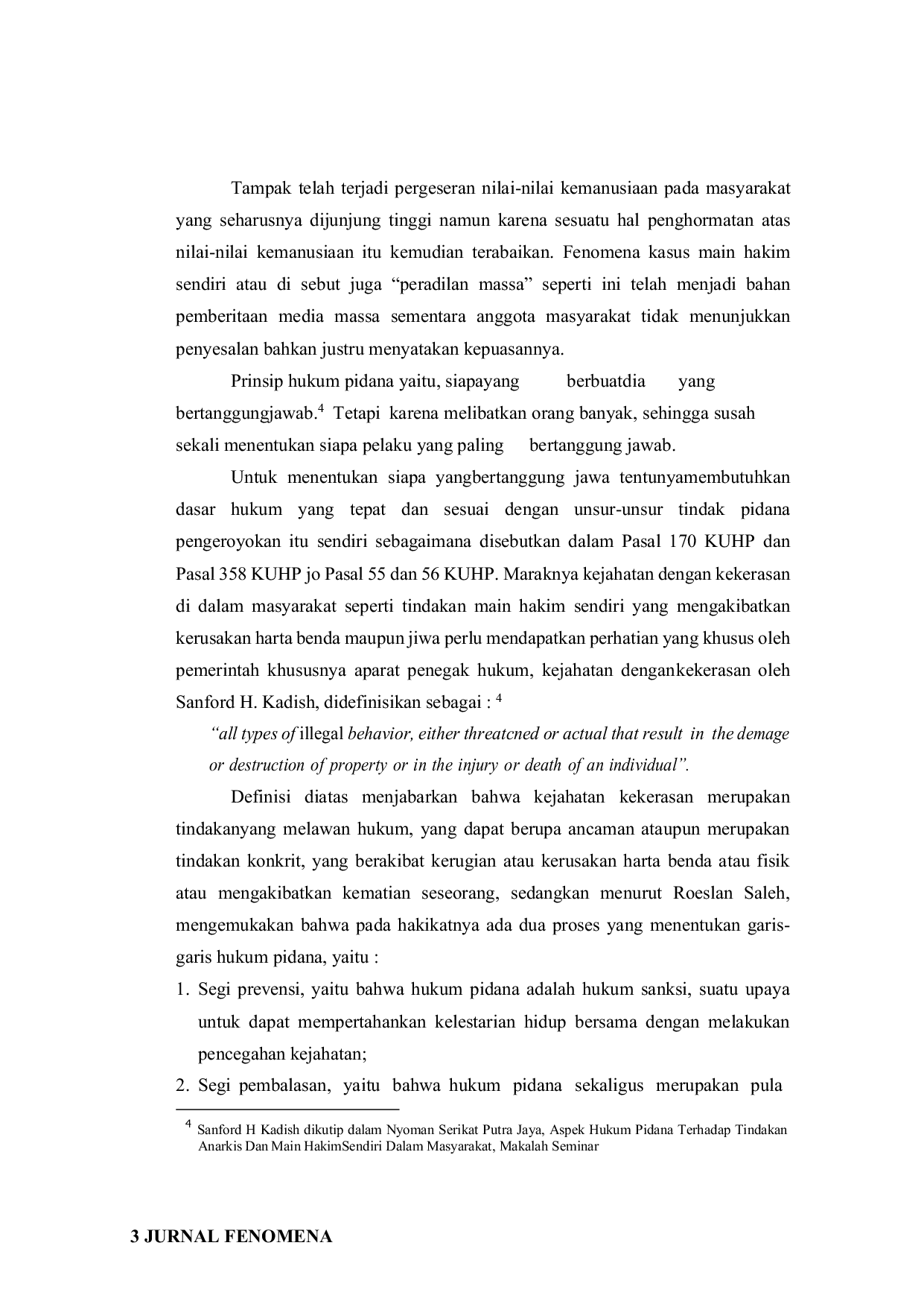 JURIS Tinjauan Hukum Pidana Terhadap Tindakan Main Hakim Sendiri Eigenrichting