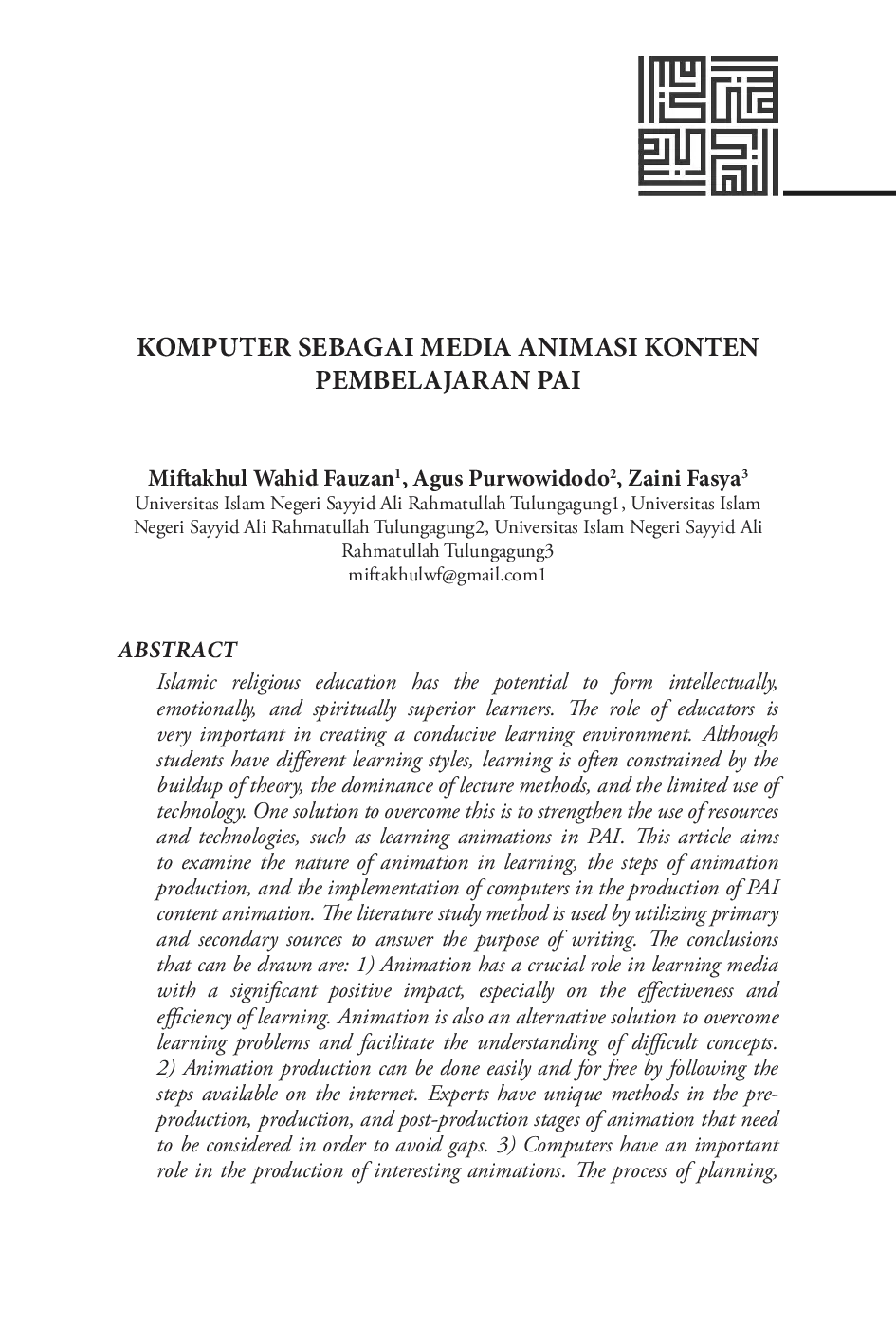 juris Komputer sebagai Media Animasi Konten Pembelajaran PAI
