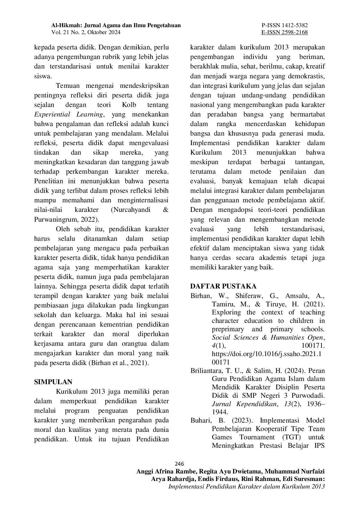 JURIS Implementasi Pendidikan Karakter dalam Kurikulum 2013