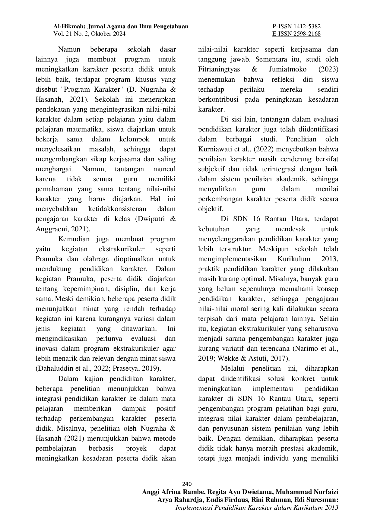 JURIS Implementasi Pendidikan Karakter dalam Kurikulum 2013