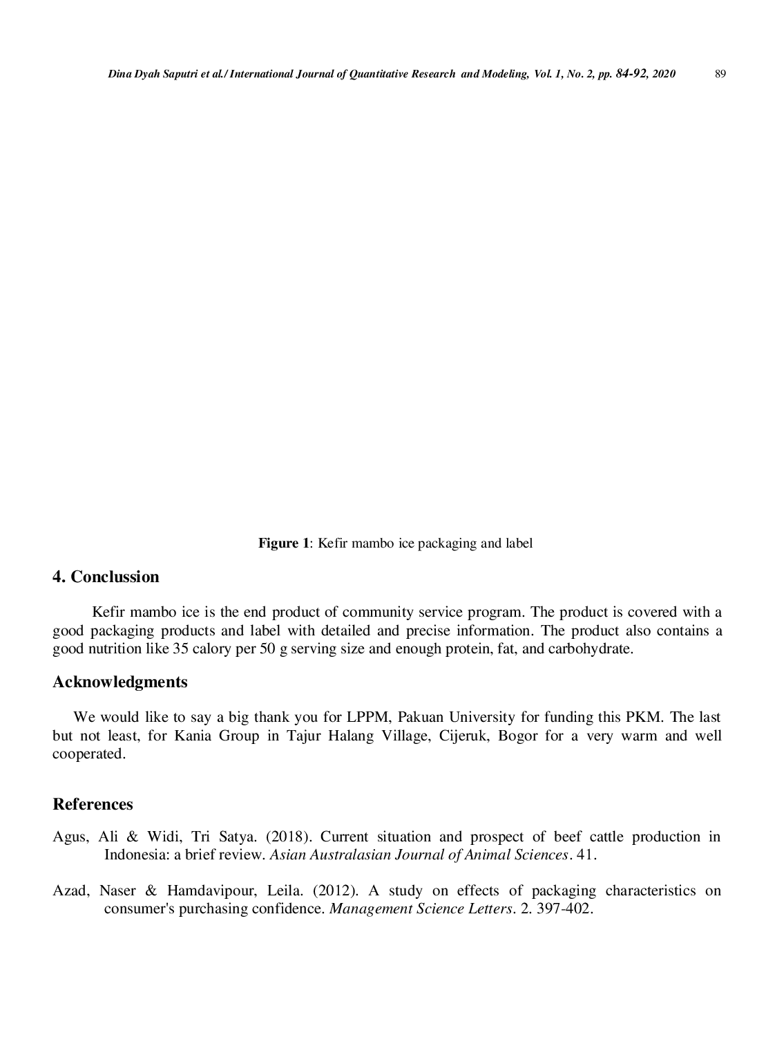 juris Packaging Innovation of Local Product Fermentation of Kania Dairy Farmers Group in Tajur Halang Village Cijeruk Bogor