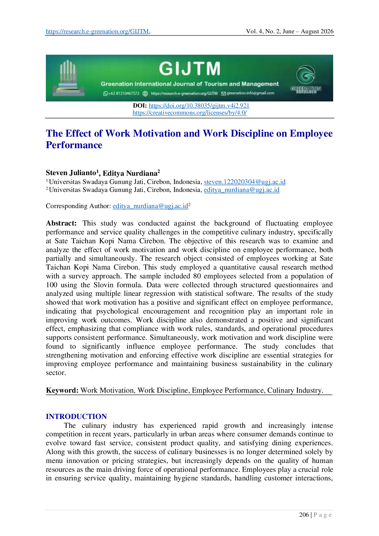 JURIS The Effect of Work Motivation and Work Discipline on Employee Performance