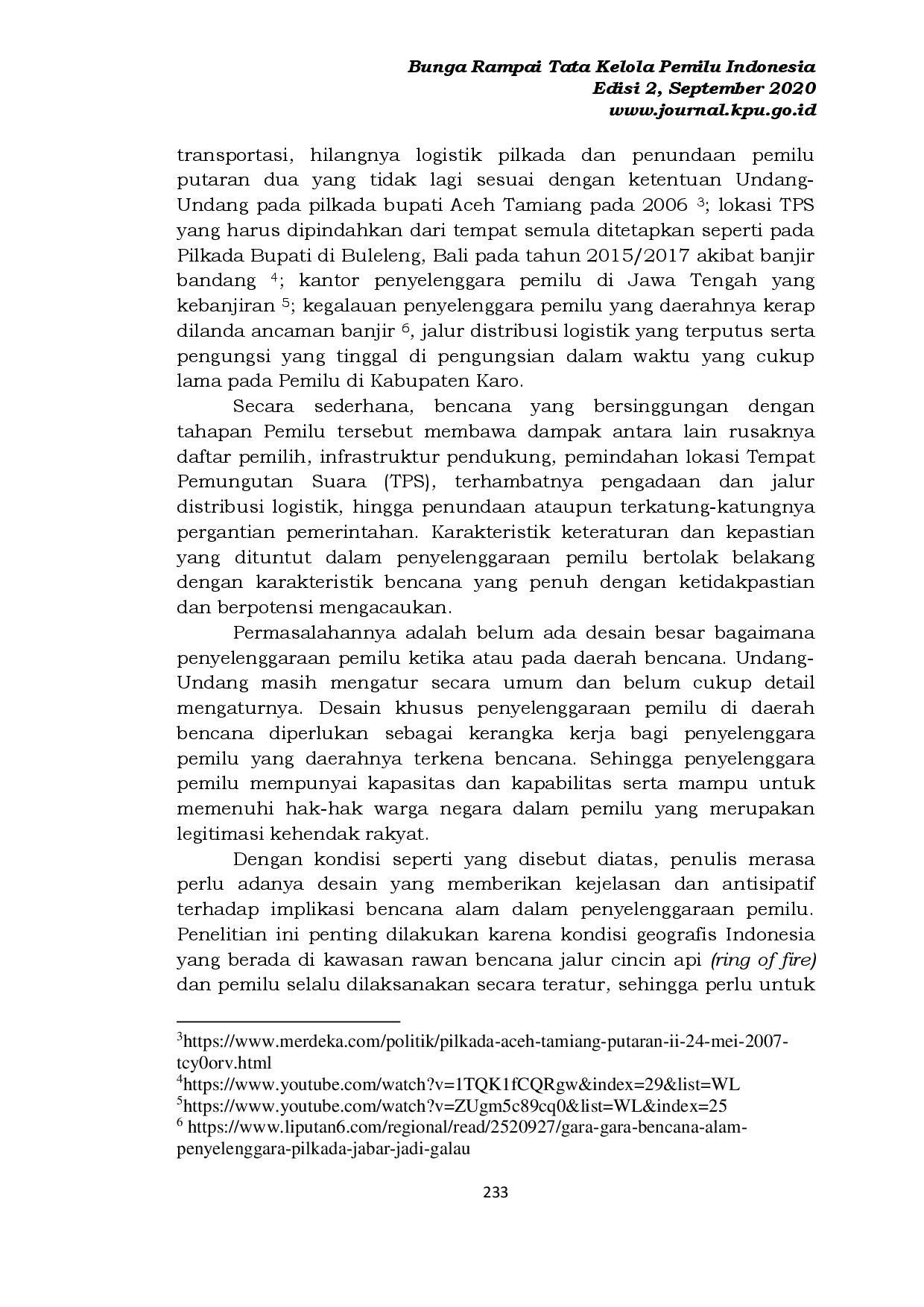 juris Tata Kelola Pemilu di Daerah Bencana Studi Kasus Penyelenggaraan Pemilu di Karo Sumatera Utara