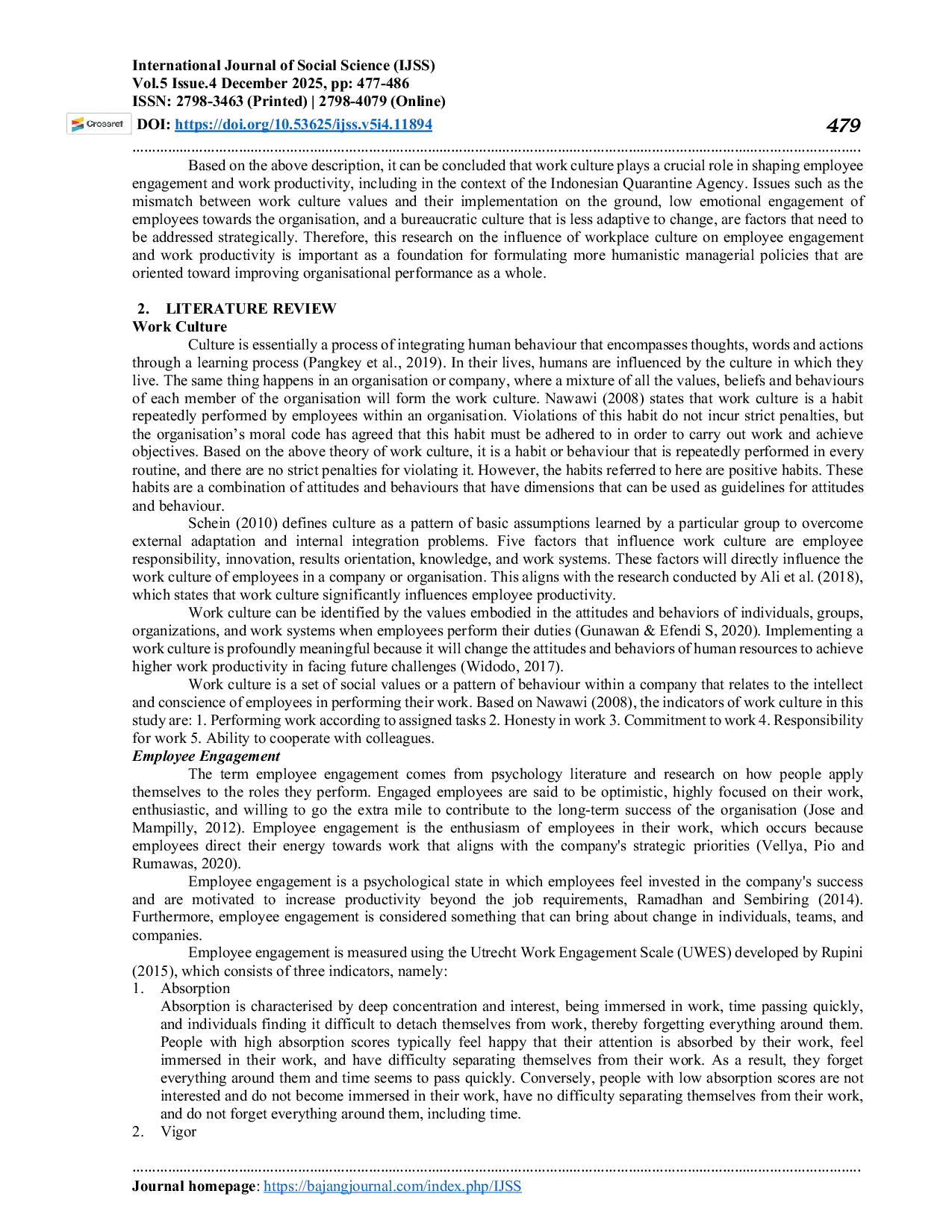 JURIS The Influence of Work Culture and Employee Engagement on Work Productivity in Barantin
