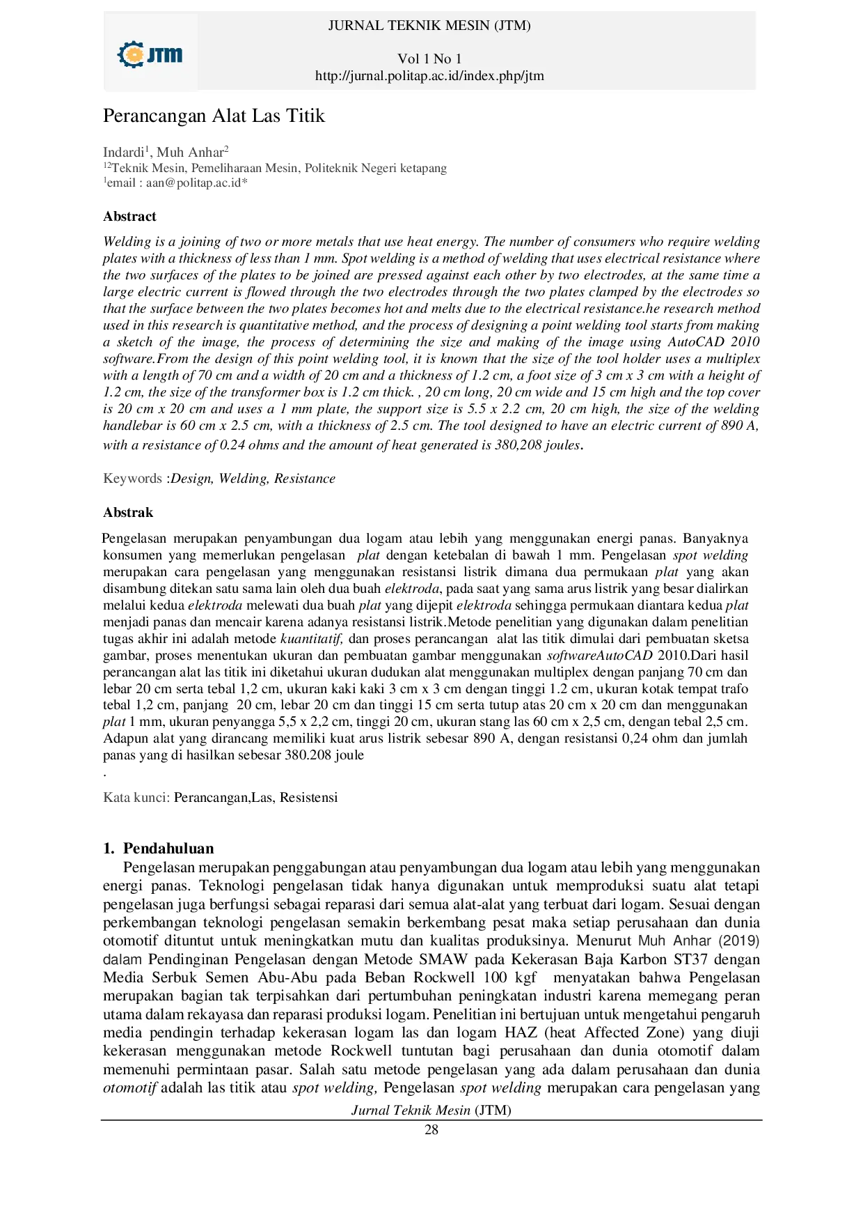 JURIS Perancangan Alat Las Titik