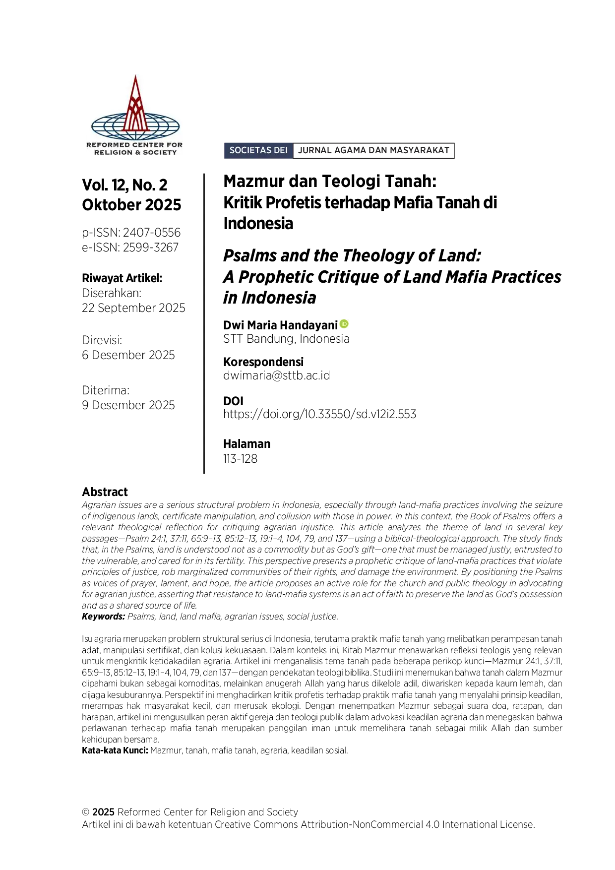 JURIS Mazmur dan Teologi Tanah