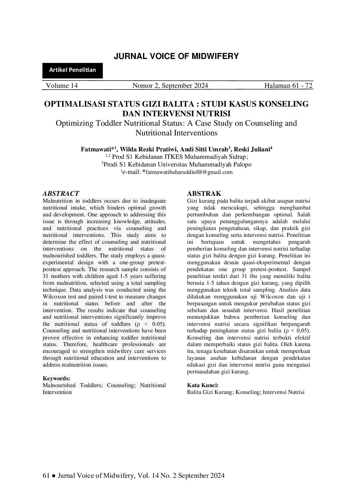 JURIS Optimalisasi Status Gizi Balita