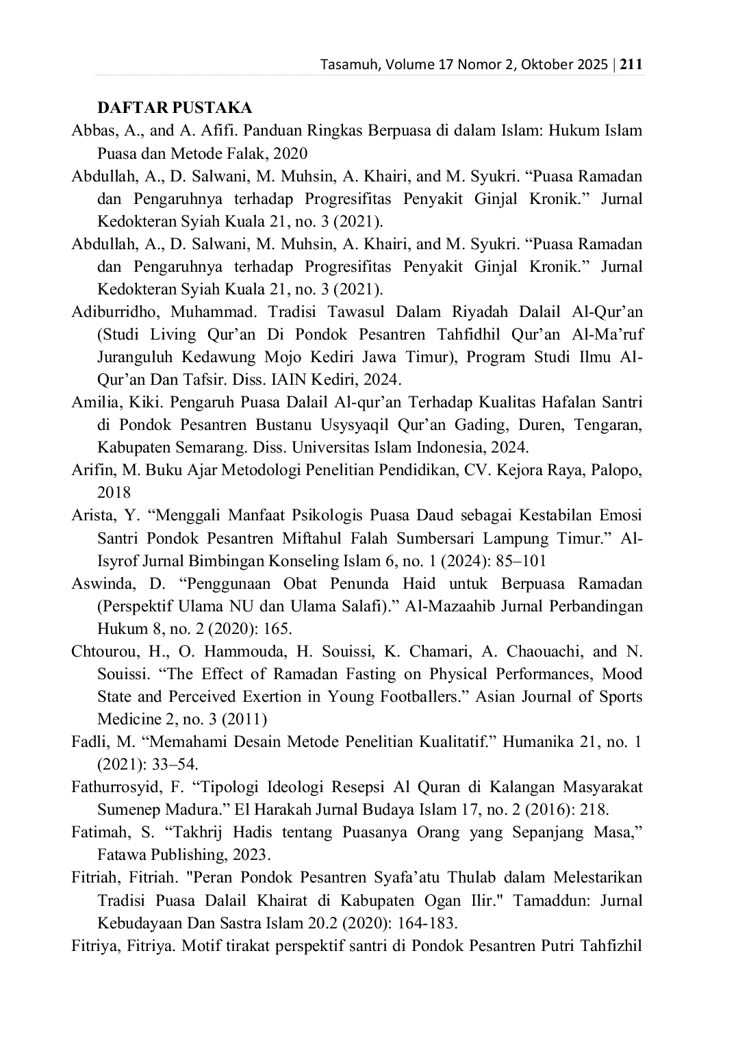 JURIS Puasa Dalail Al Quran Dalam Keseimbangan Teologis dan Kesehatan